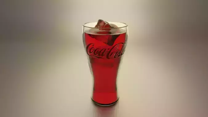 CocaCola Glass and Ice-cubes 3D model