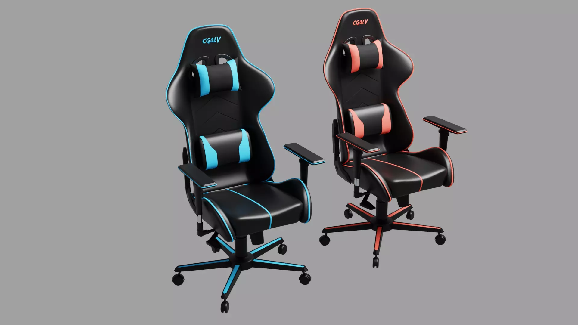 Gaming chair no branding flat customizable 3D model_0