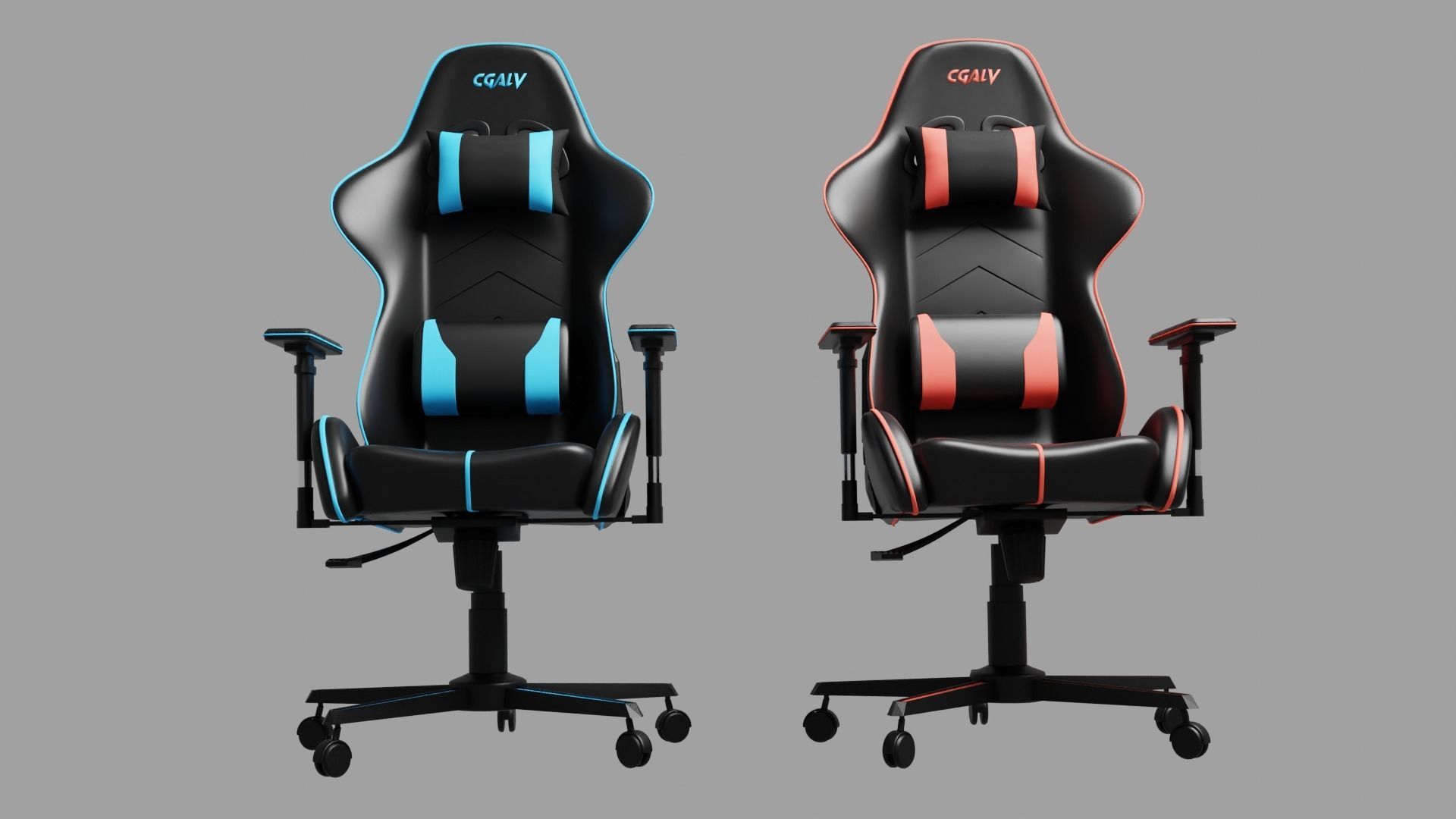 Gaming chair no branding flat customizable 3D model_1