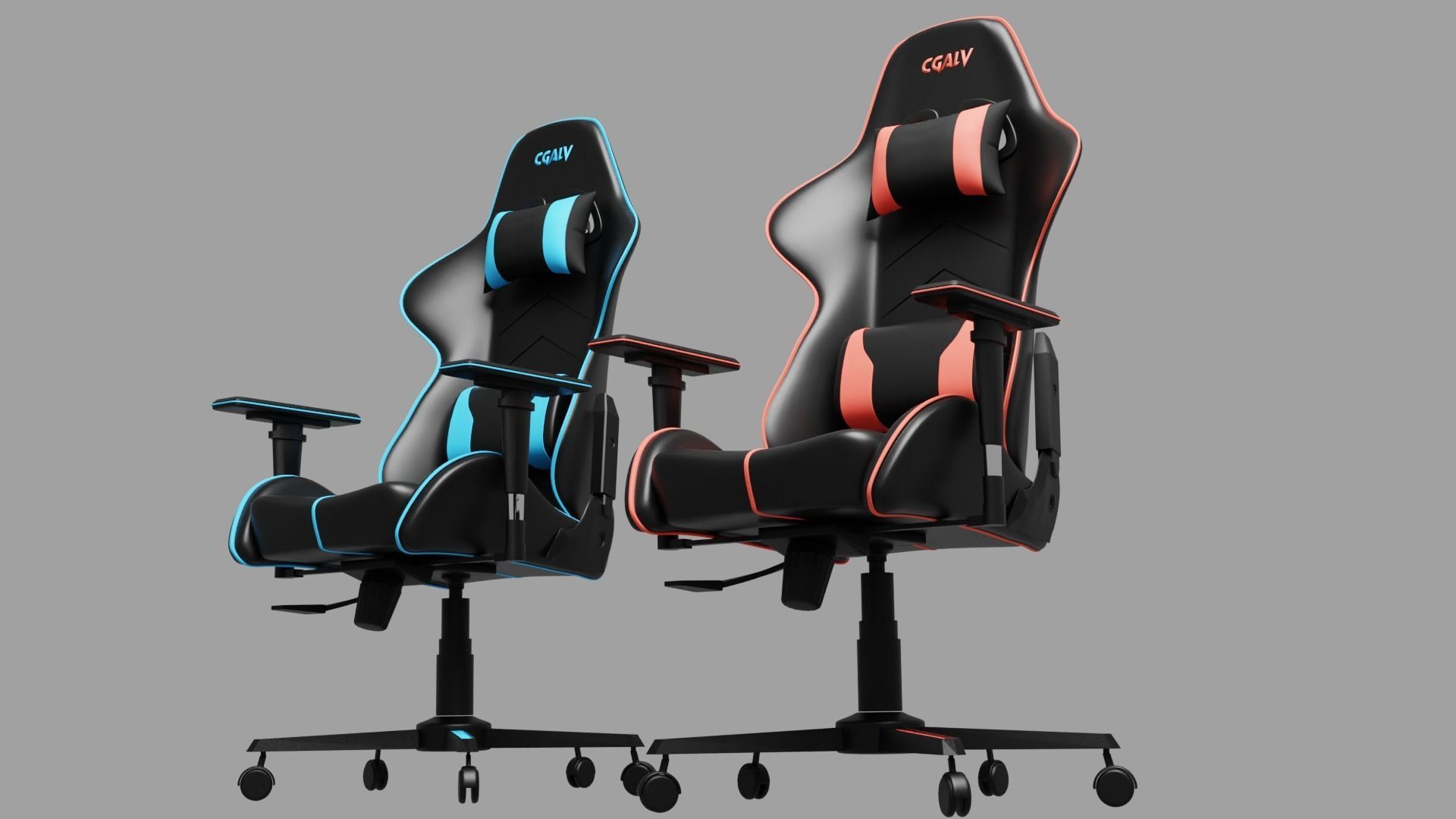 Gaming chair no branding flat customizable 3D model_4