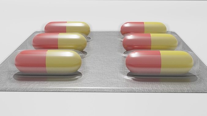 Capsules in blister pack 3D model