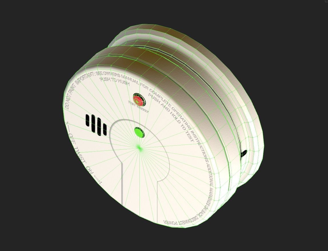 Smoke Detector Low-poly 3D model_9