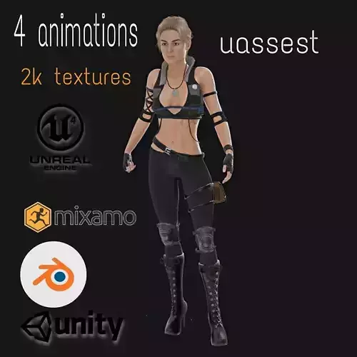 sonya fighter girl game ready model Low-poly 3D model