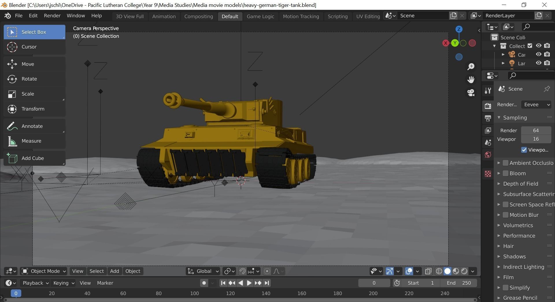 Tiger 1 tank on dirt road Free 3D model_2