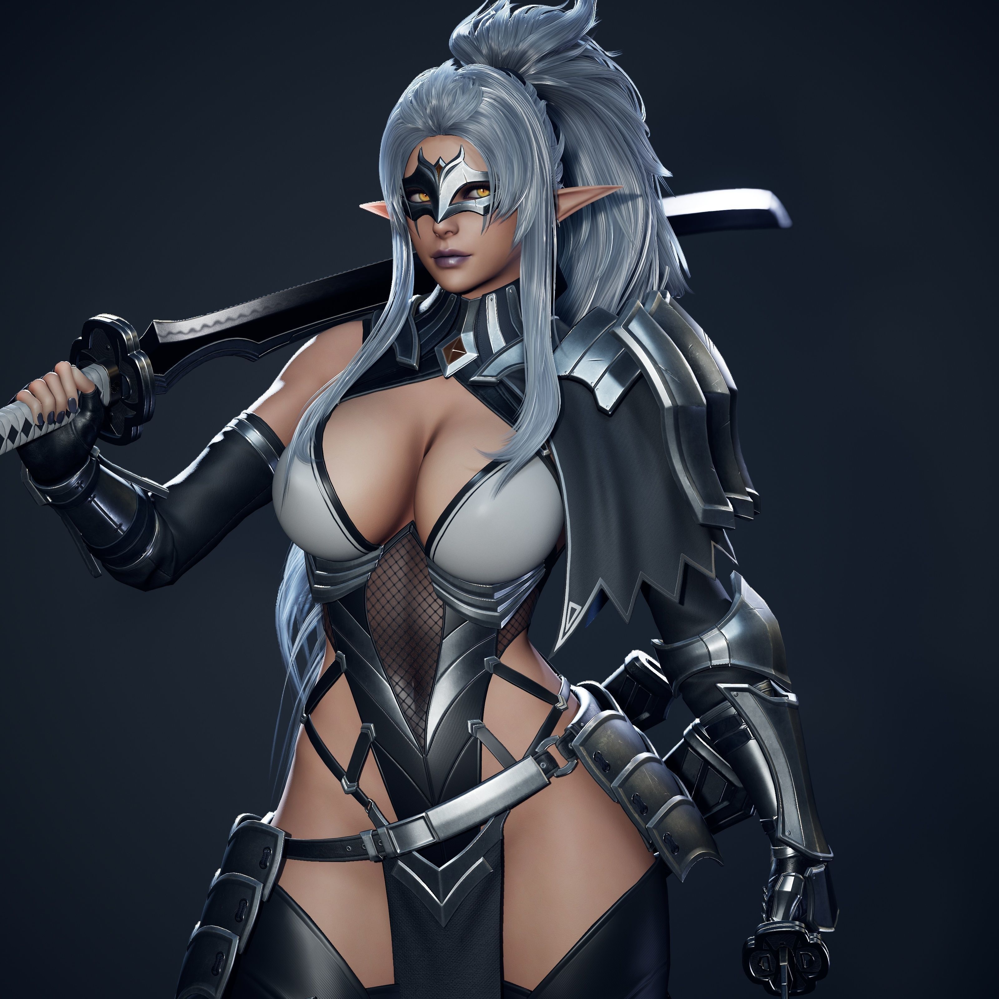 Dark Elf Blader - Game Ready Low-poly 3D model_5
