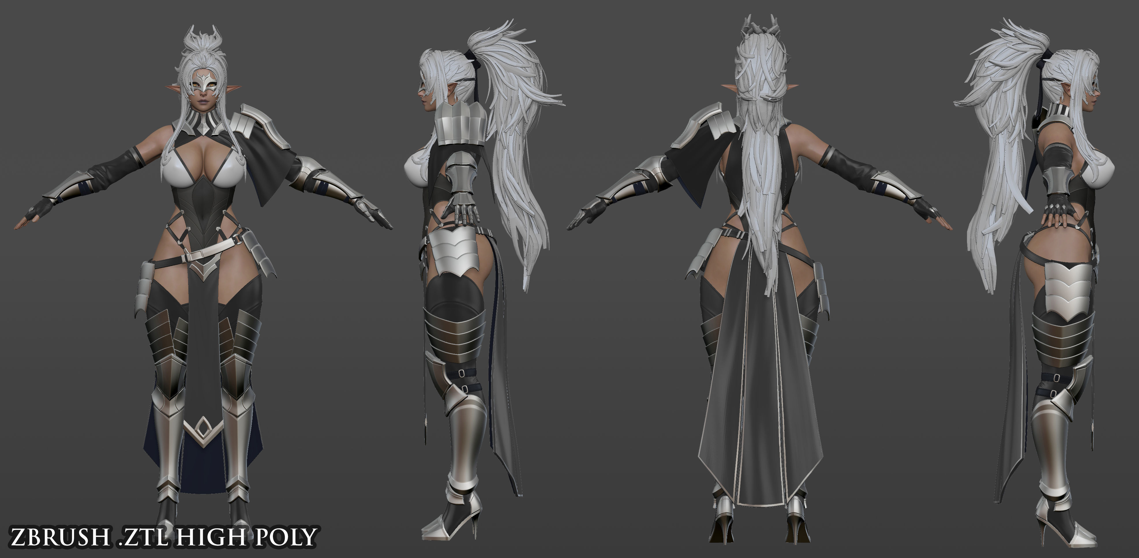 Dark Elf Blader - Game Ready Low-poly 3D model_17