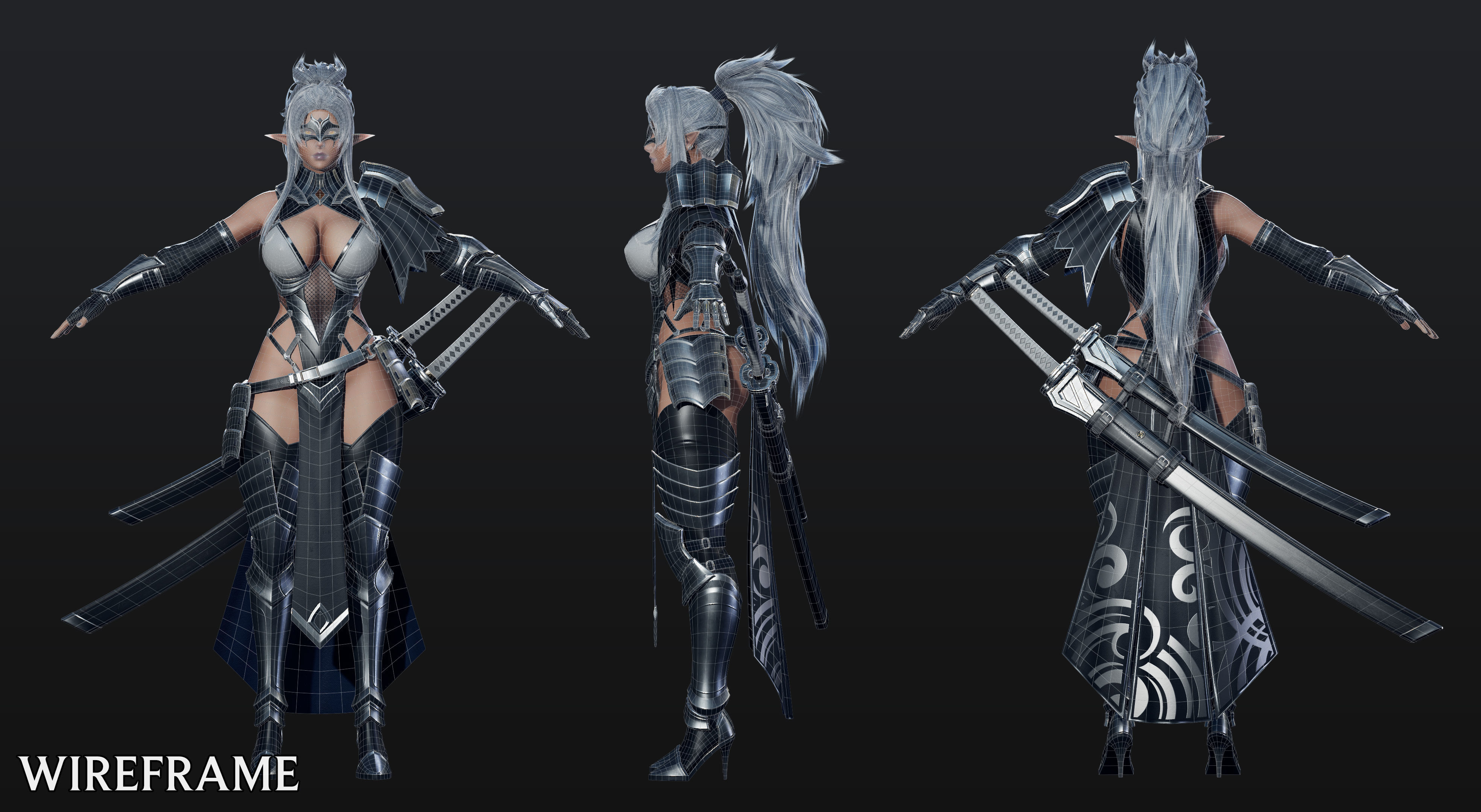 Dark Elf Blader - Game Ready Low-poly 3D model_12
