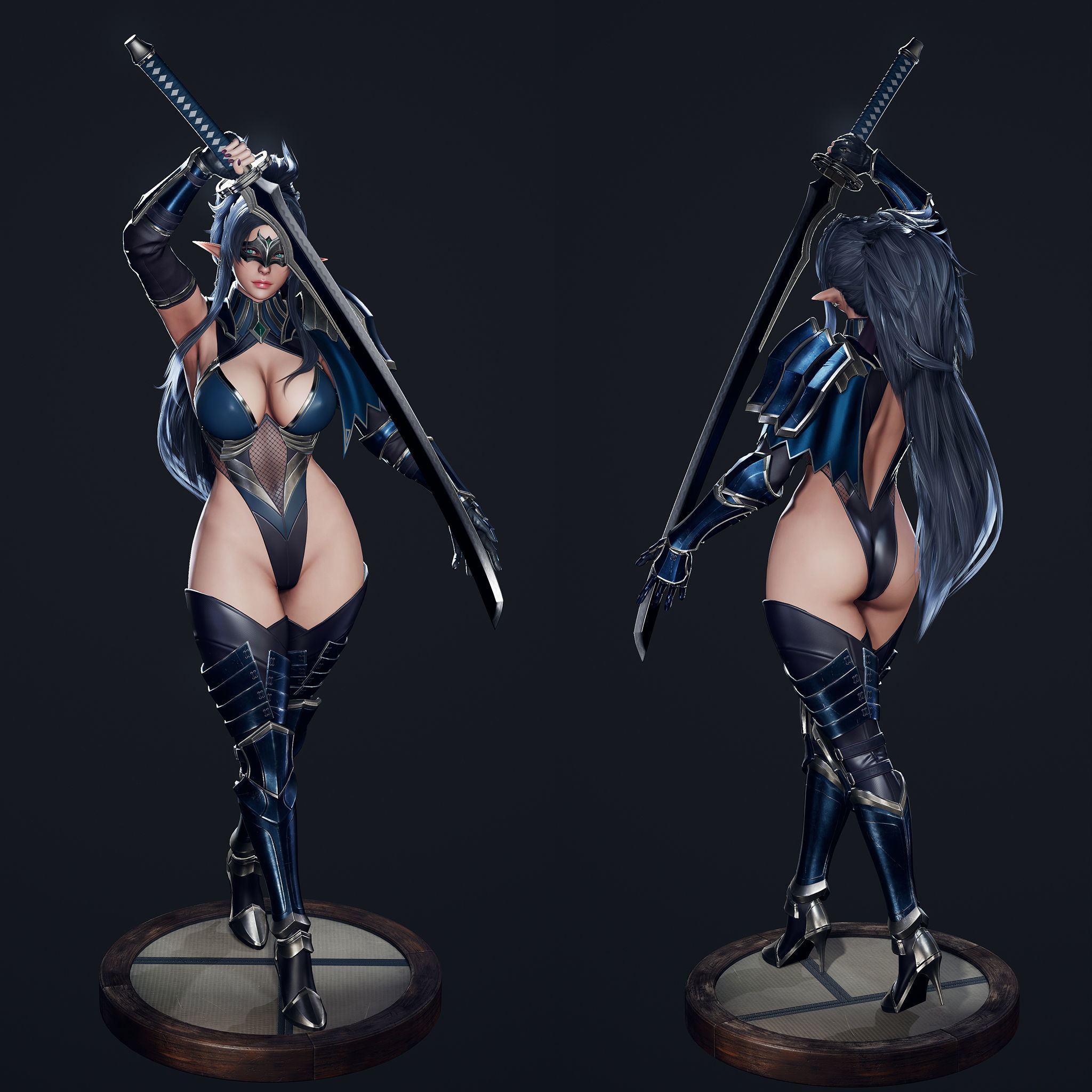 Dark Elf Blader - Game Ready Low-poly 3D model_27