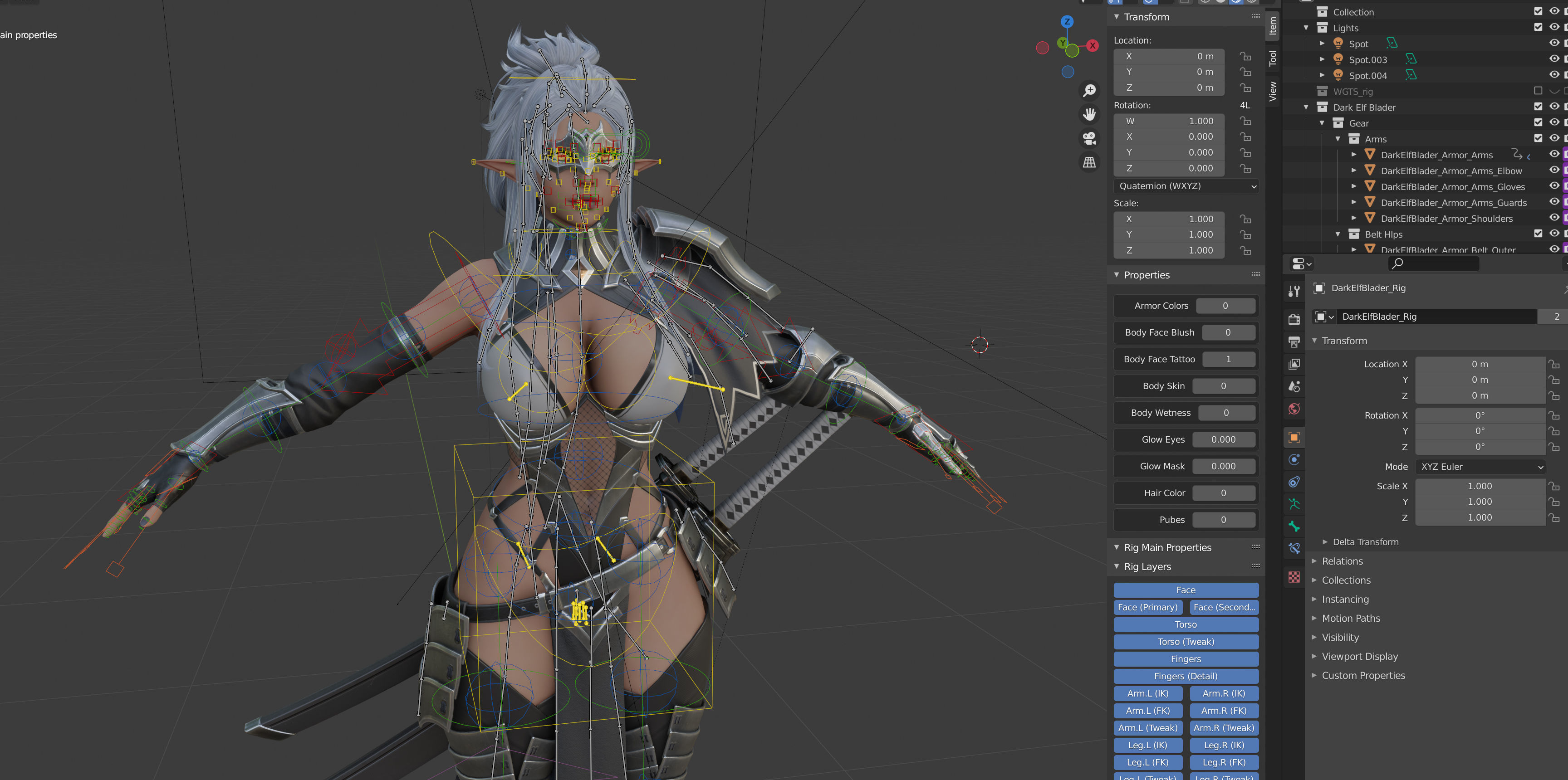 Dark Elf Blader - Game Ready Low-poly 3D model_13