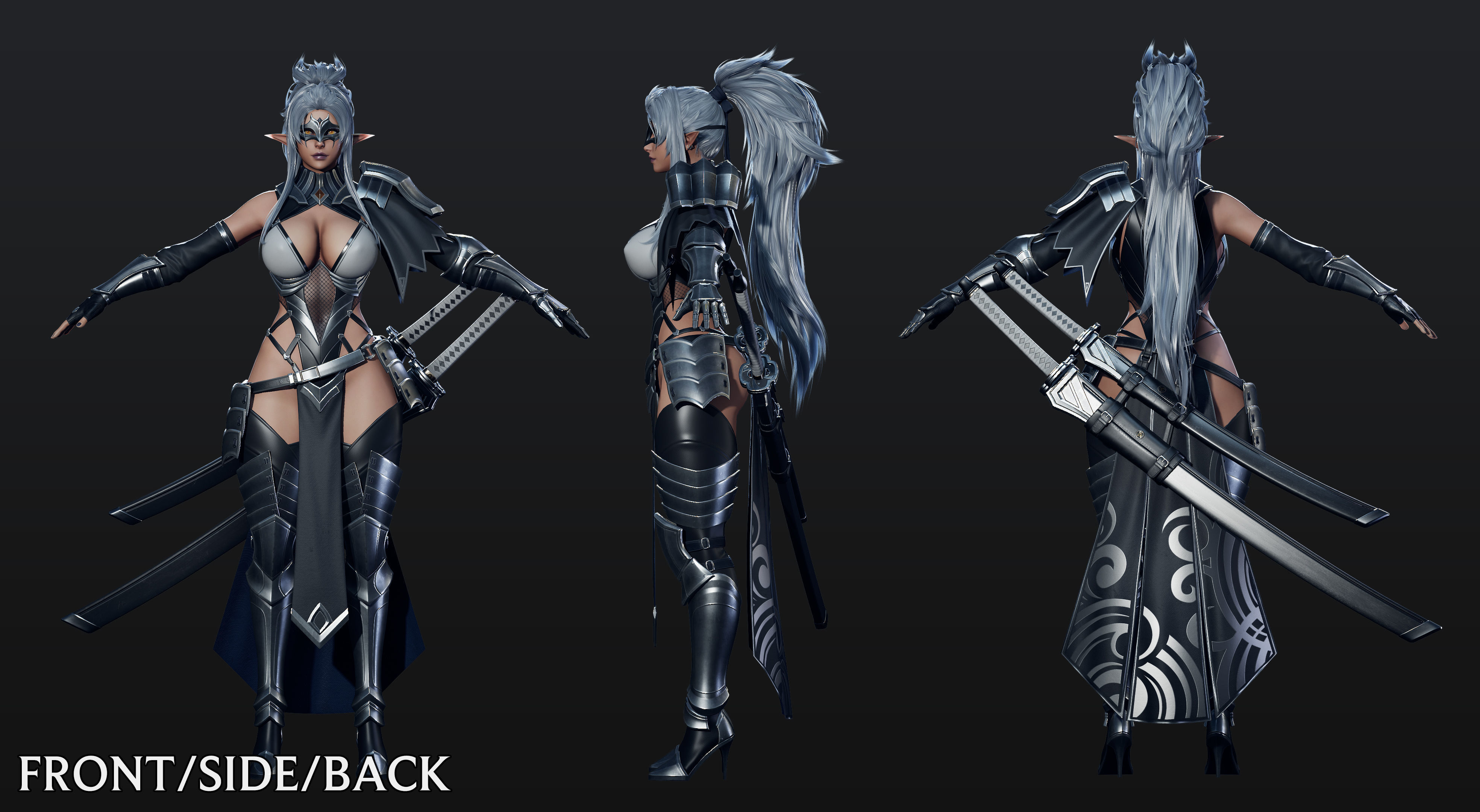 Dark Elf Blader - Game Ready Low-poly 3D model_11