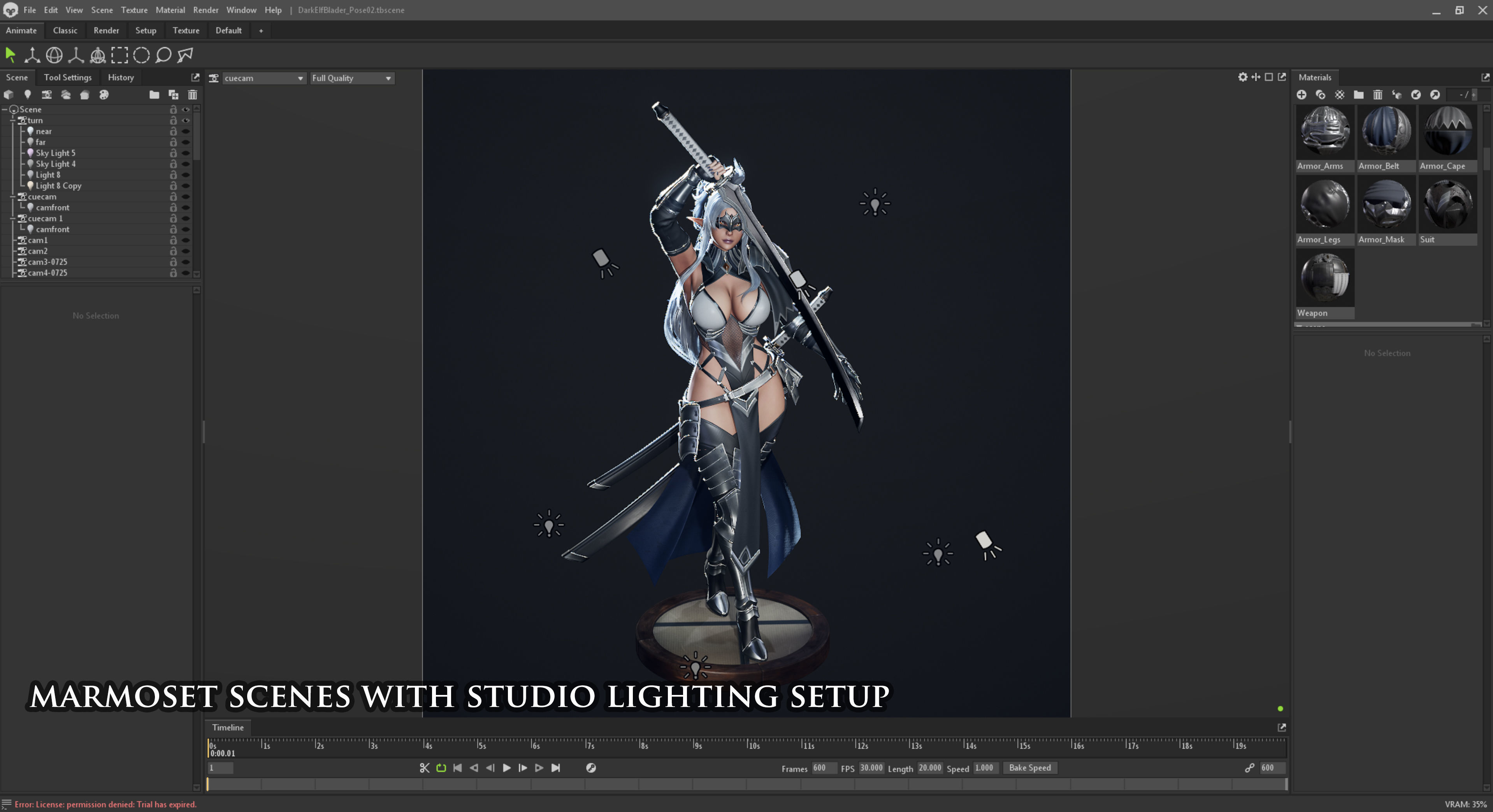 Dark Elf Blader - Game Ready Low-poly 3D model_16