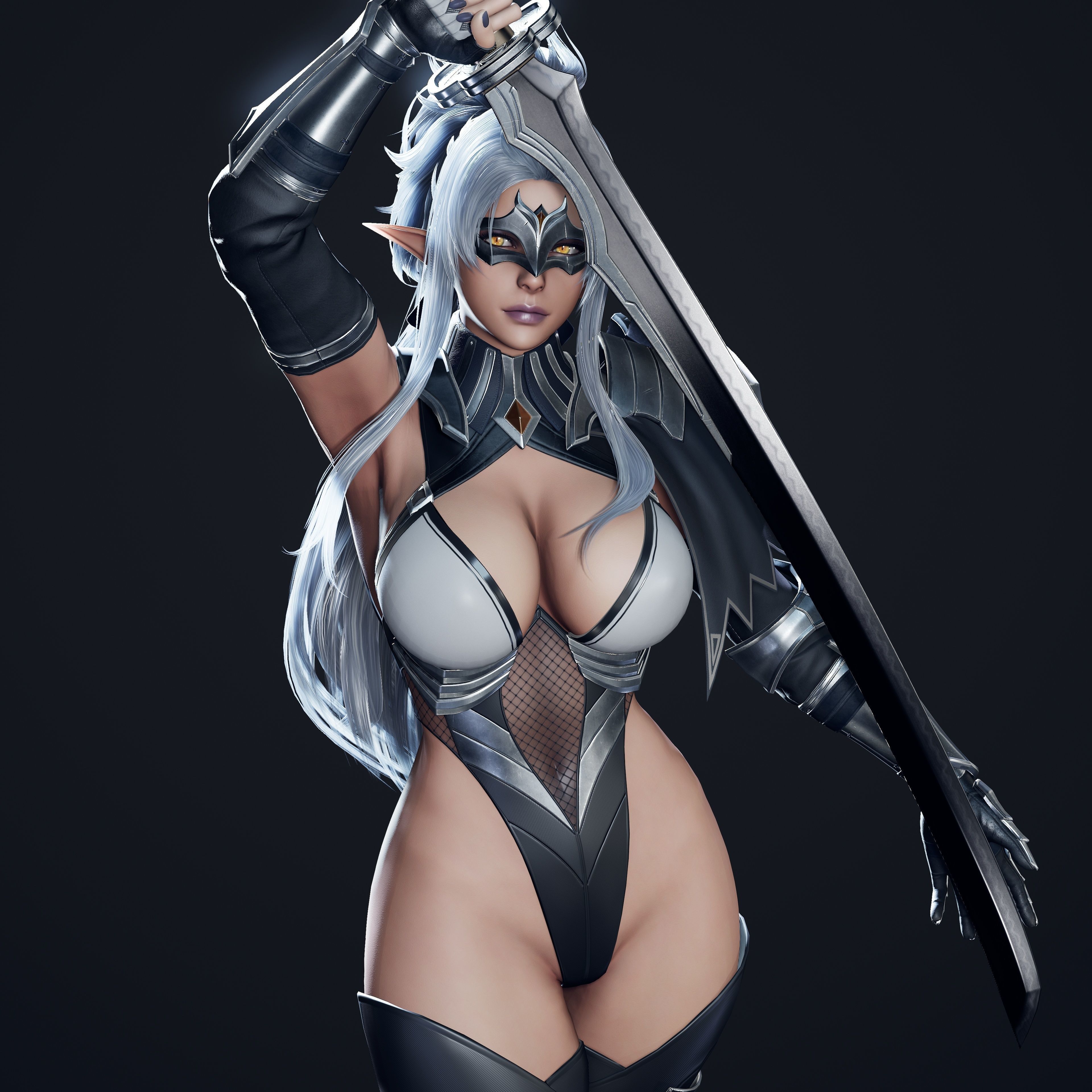 Dark Elf Blader - Game Ready Low-poly 3D model_19