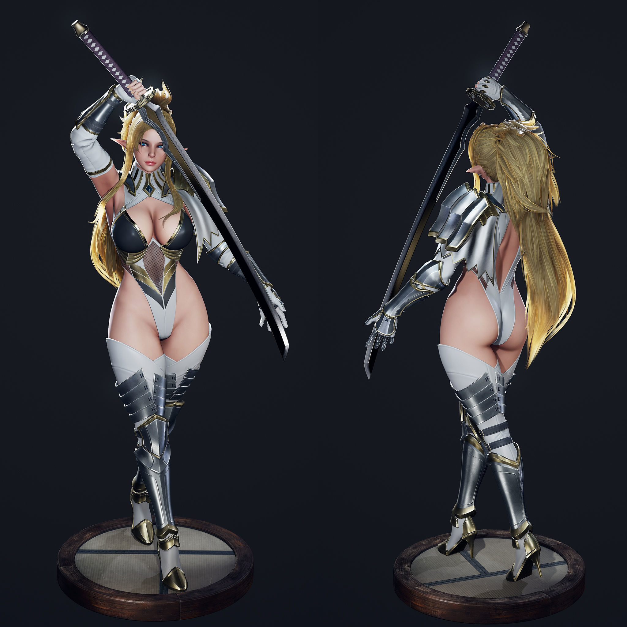 Dark Elf Blader - Game Ready Low-poly 3D model_31