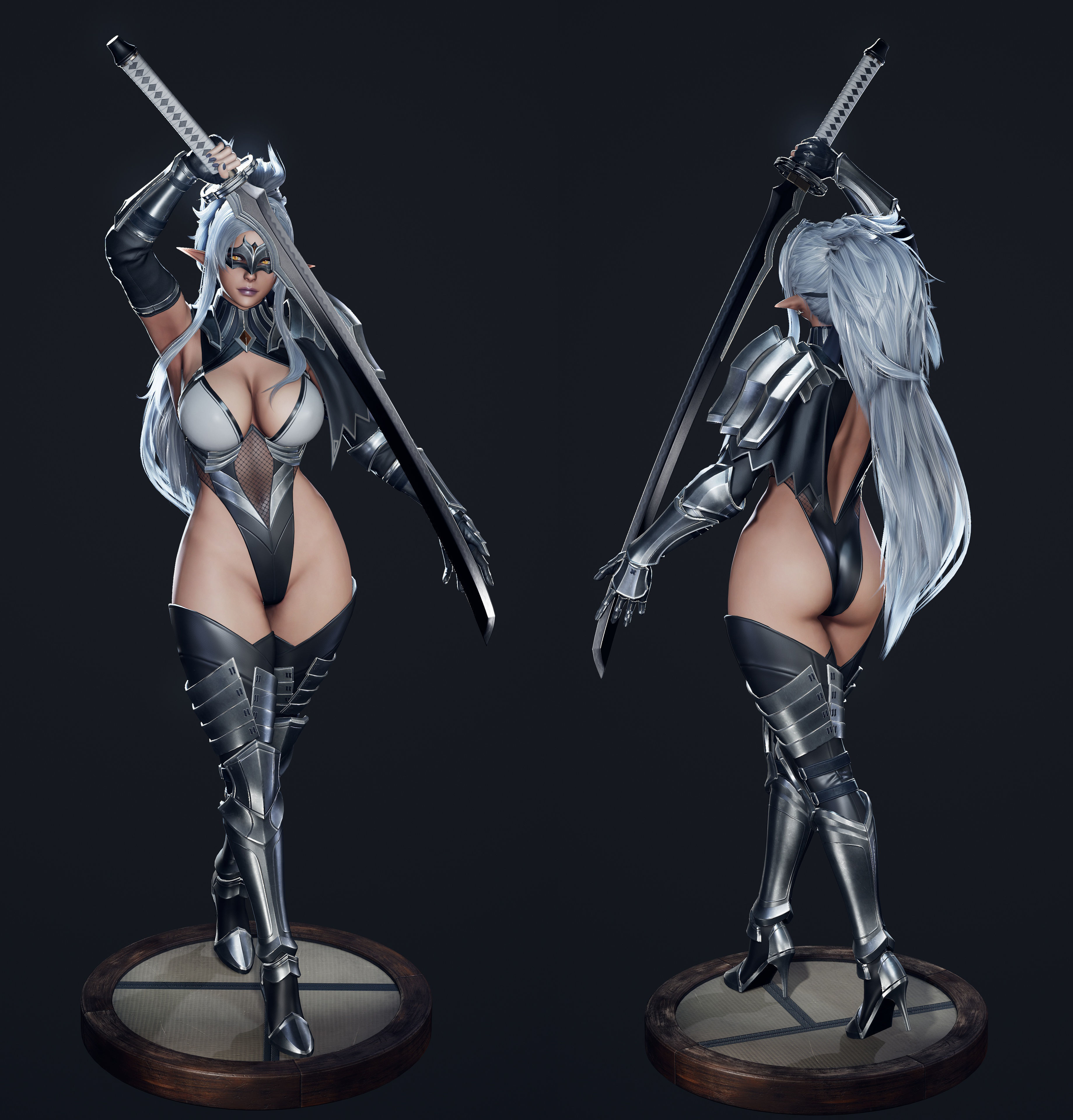 Dark Elf Blader - Game Ready Low-poly 3D model_21
