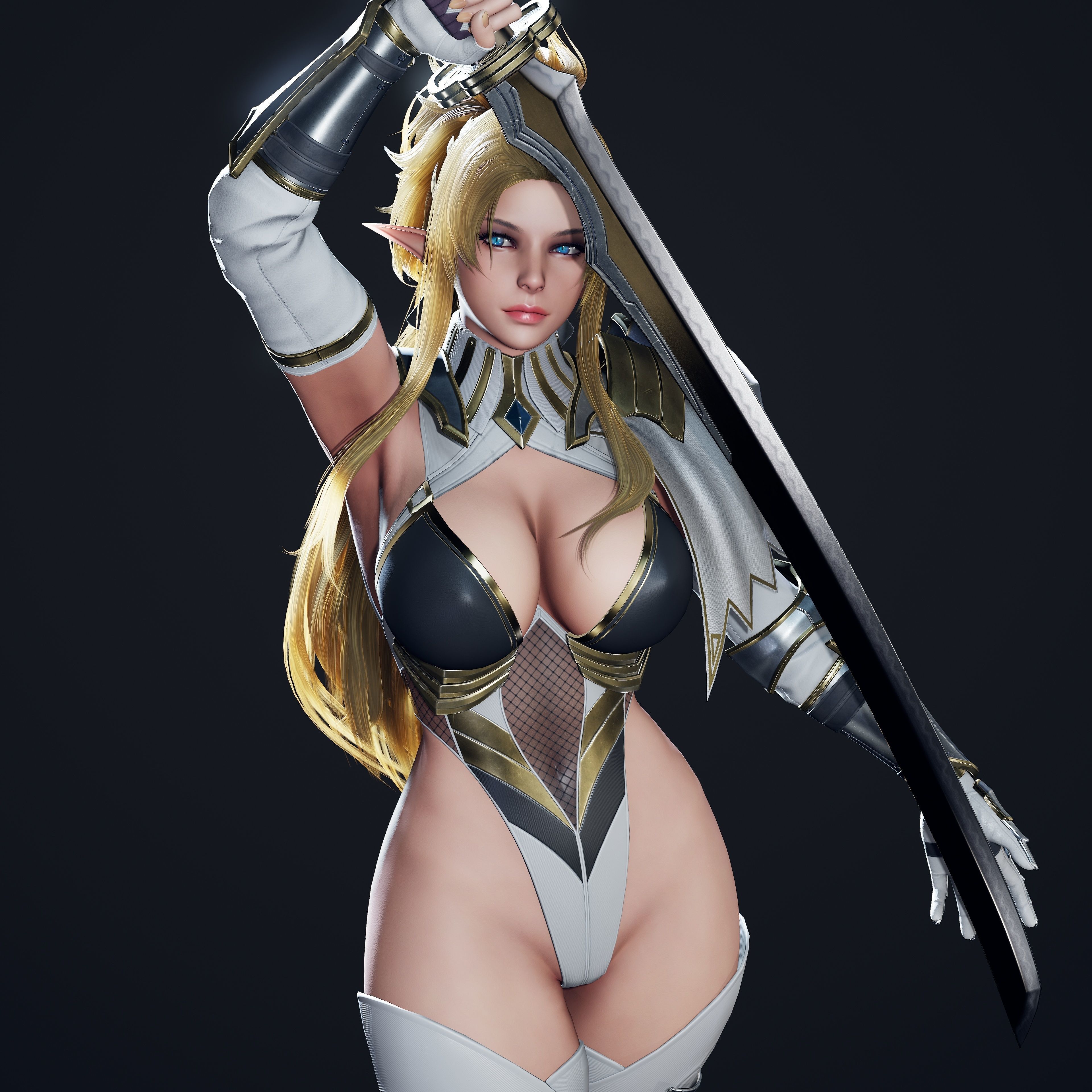 Dark Elf Blader - Game Ready Low-poly 3D model_30