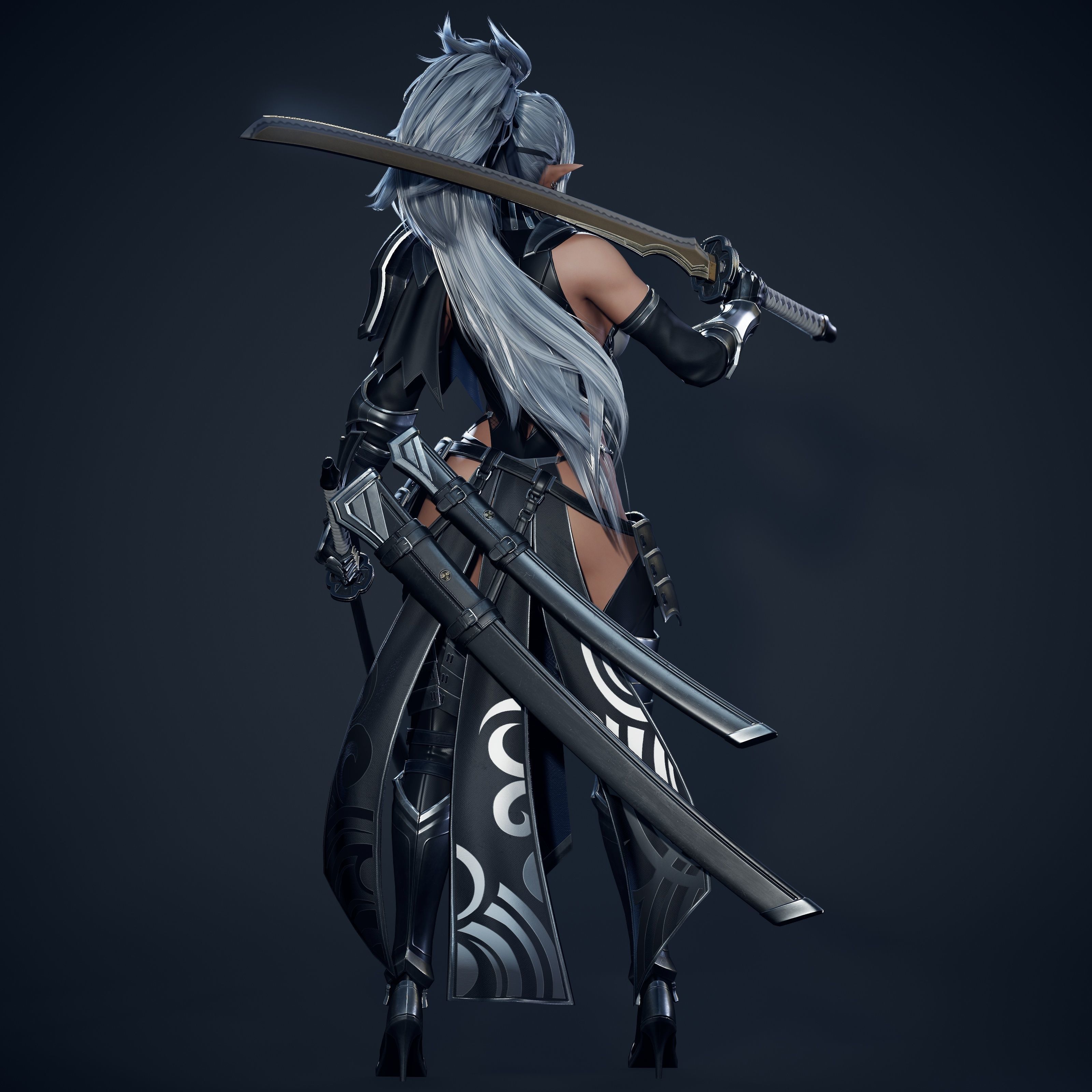 Dark Elf Blader - Game Ready Low-poly 3D model_8