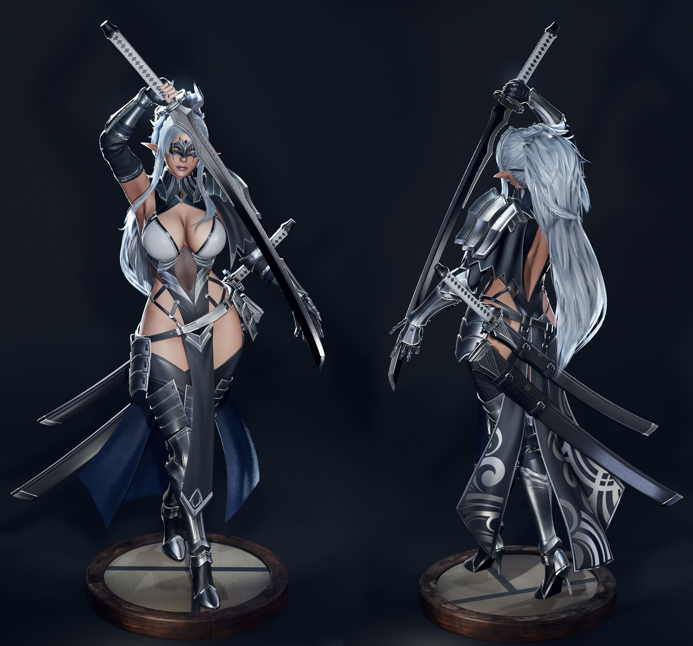 Dark Elf Blader - Game Ready Low-poly 3D model_20