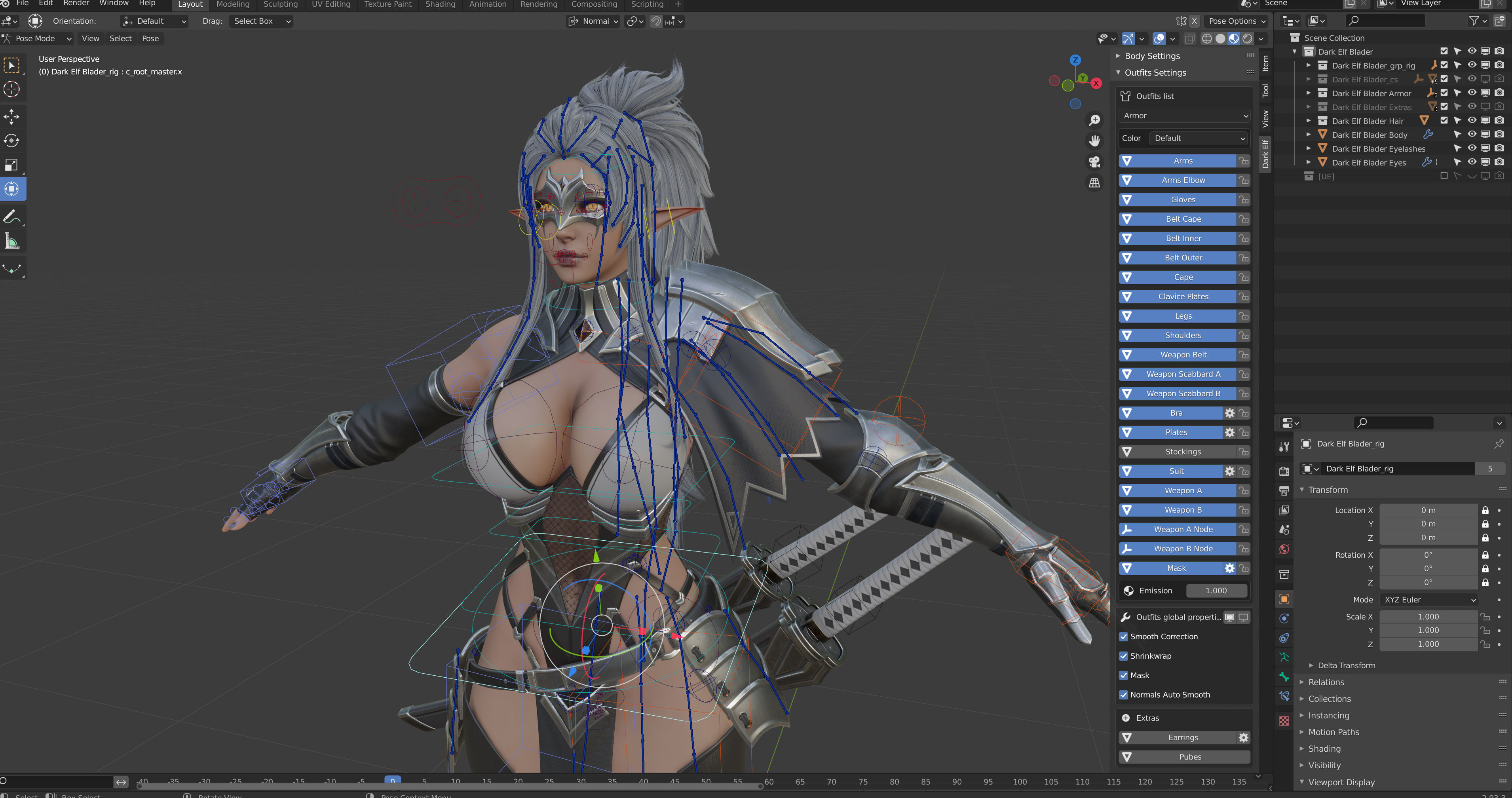 Dark Elf Blader - Game Ready Low-poly 3D model_14