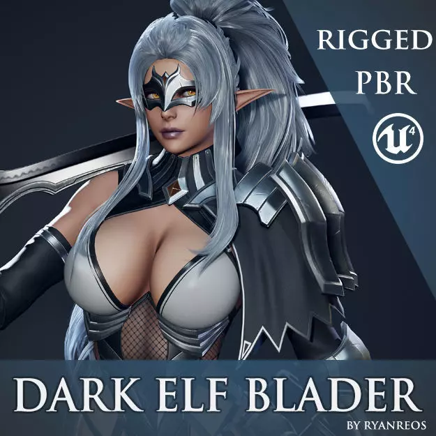 Dark Elf Blader - Game Ready Low-poly 3D model_0