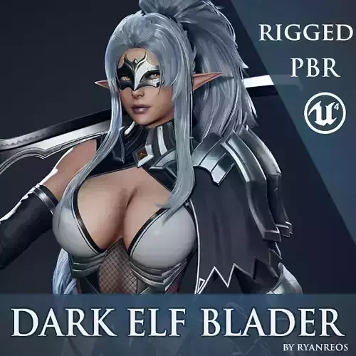 Dark Elf Blader - Game Ready Low-poly 3D model