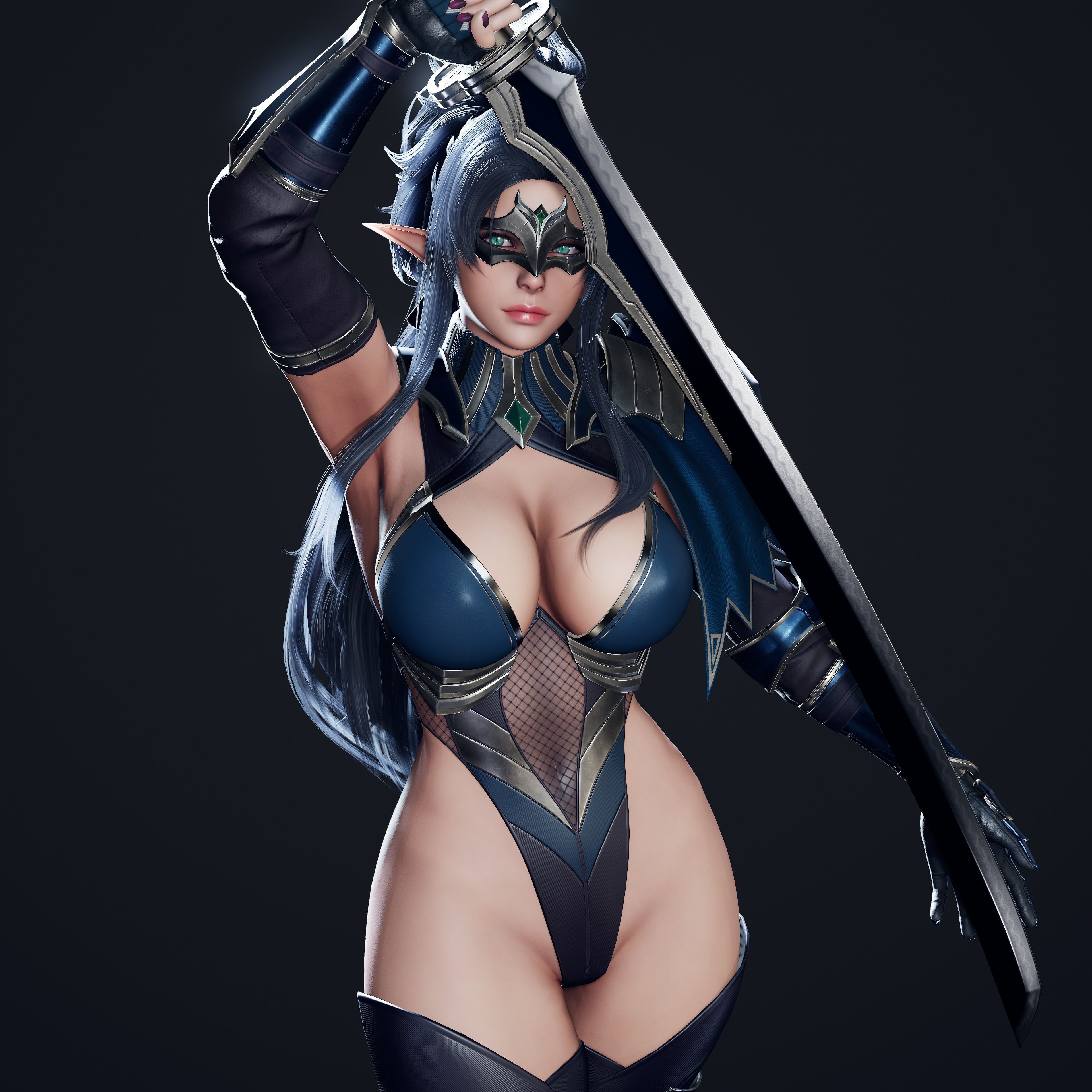 Dark Elf Blader - Game Ready Low-poly 3D model_26