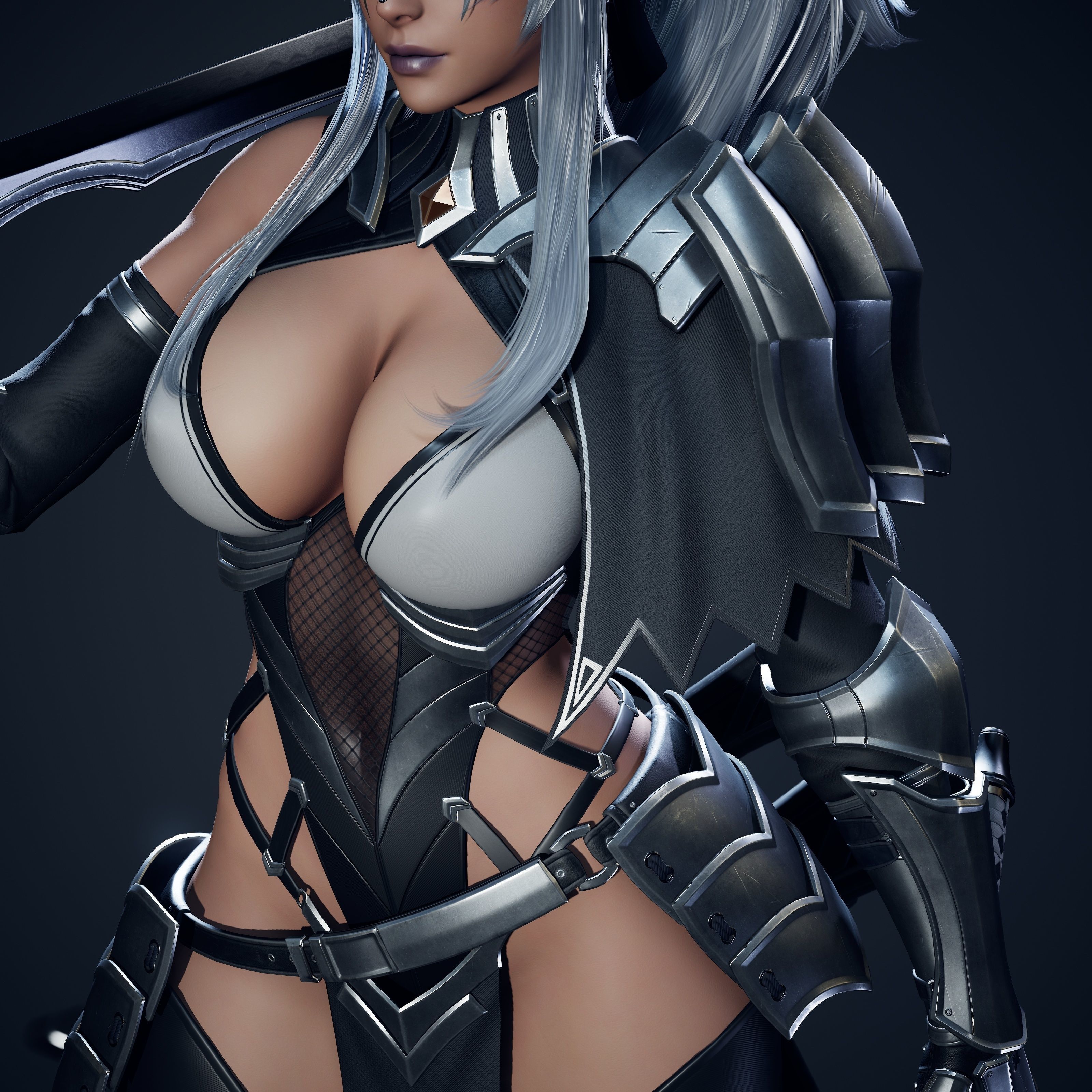 Dark Elf Blader - Game Ready Low-poly 3D model_10