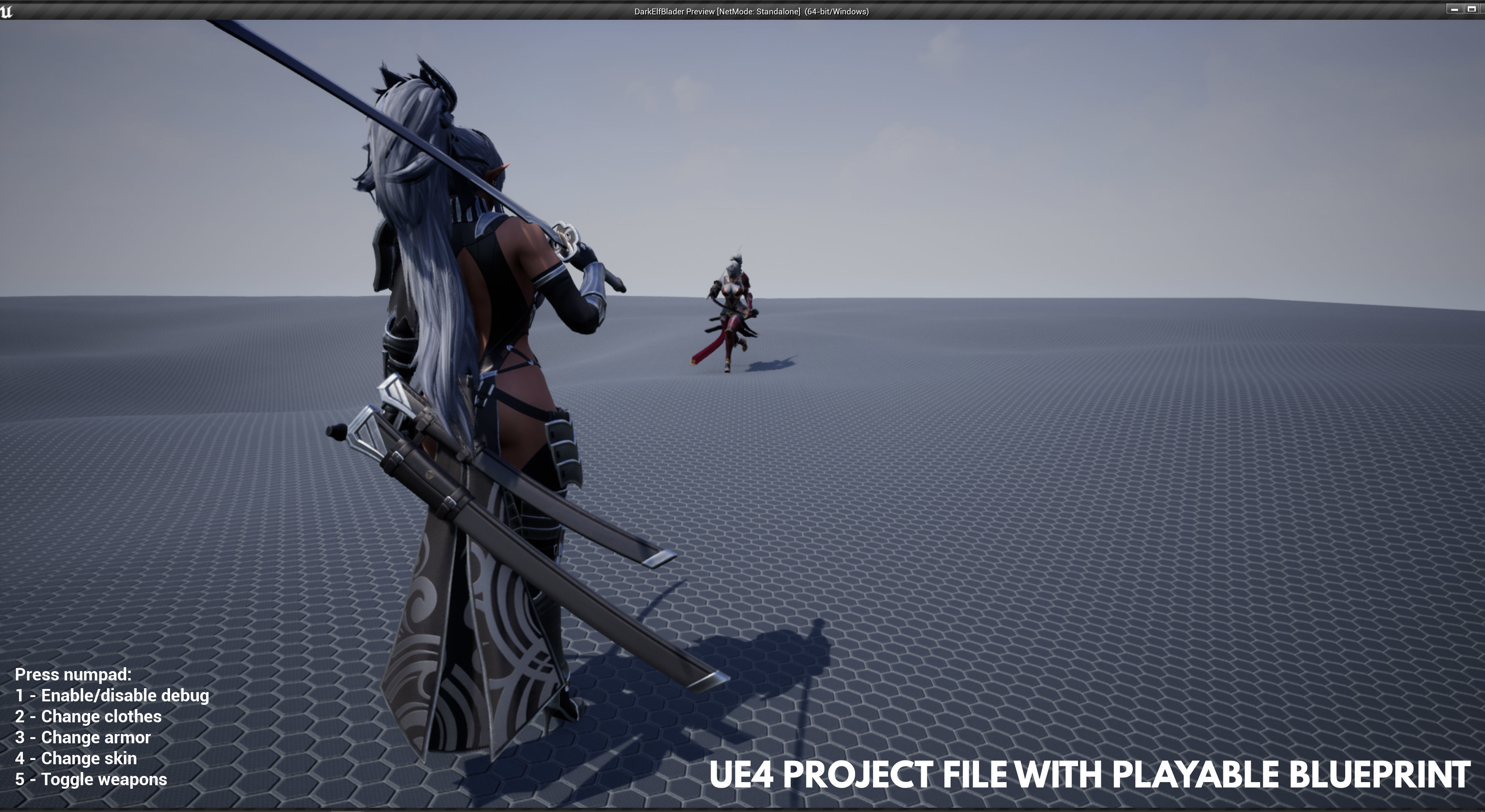 Dark Elf Blader - Game Ready Low-poly 3D model_18