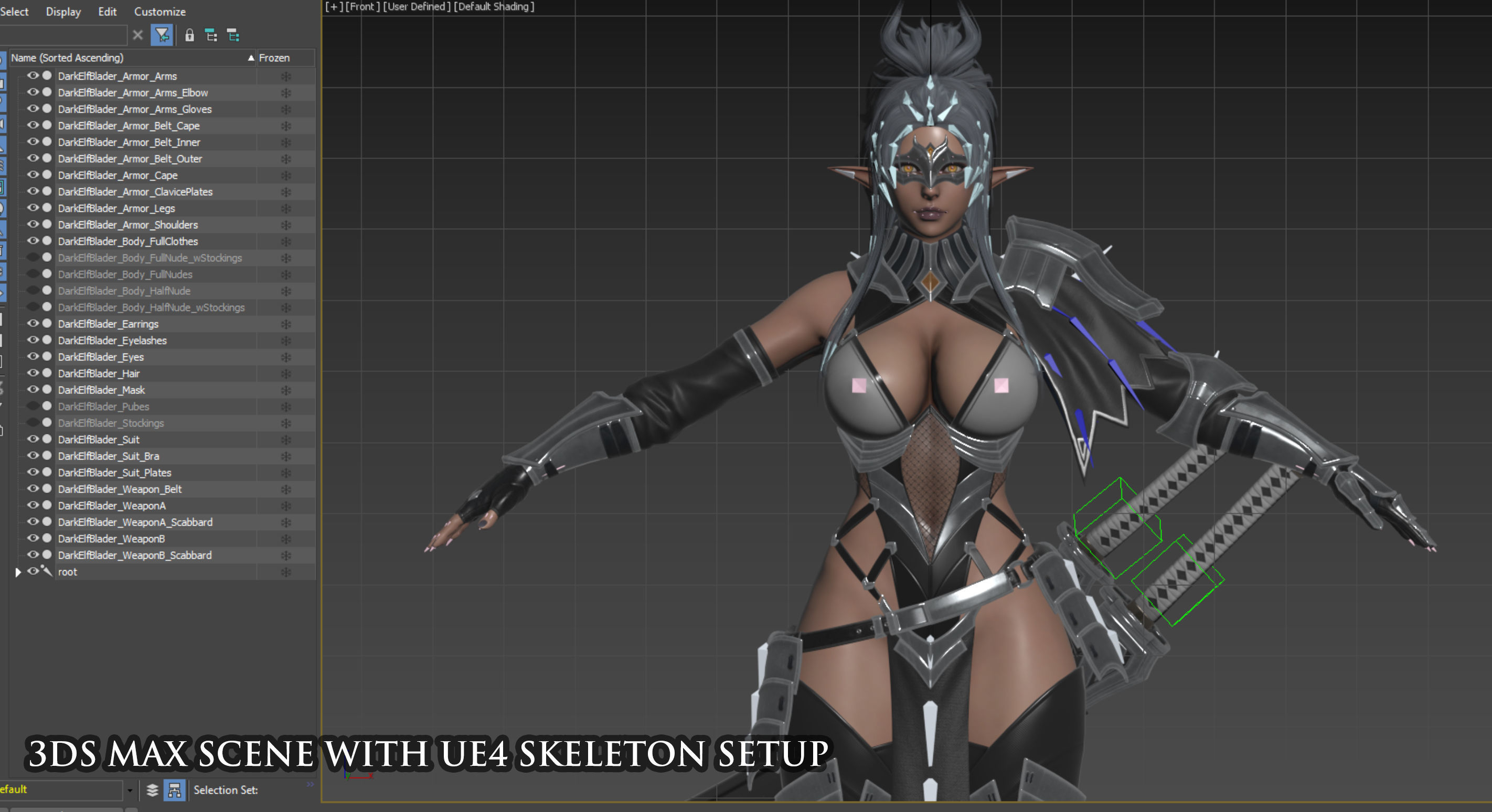 Dark Elf Blader - Game Ready Low-poly 3D model_15