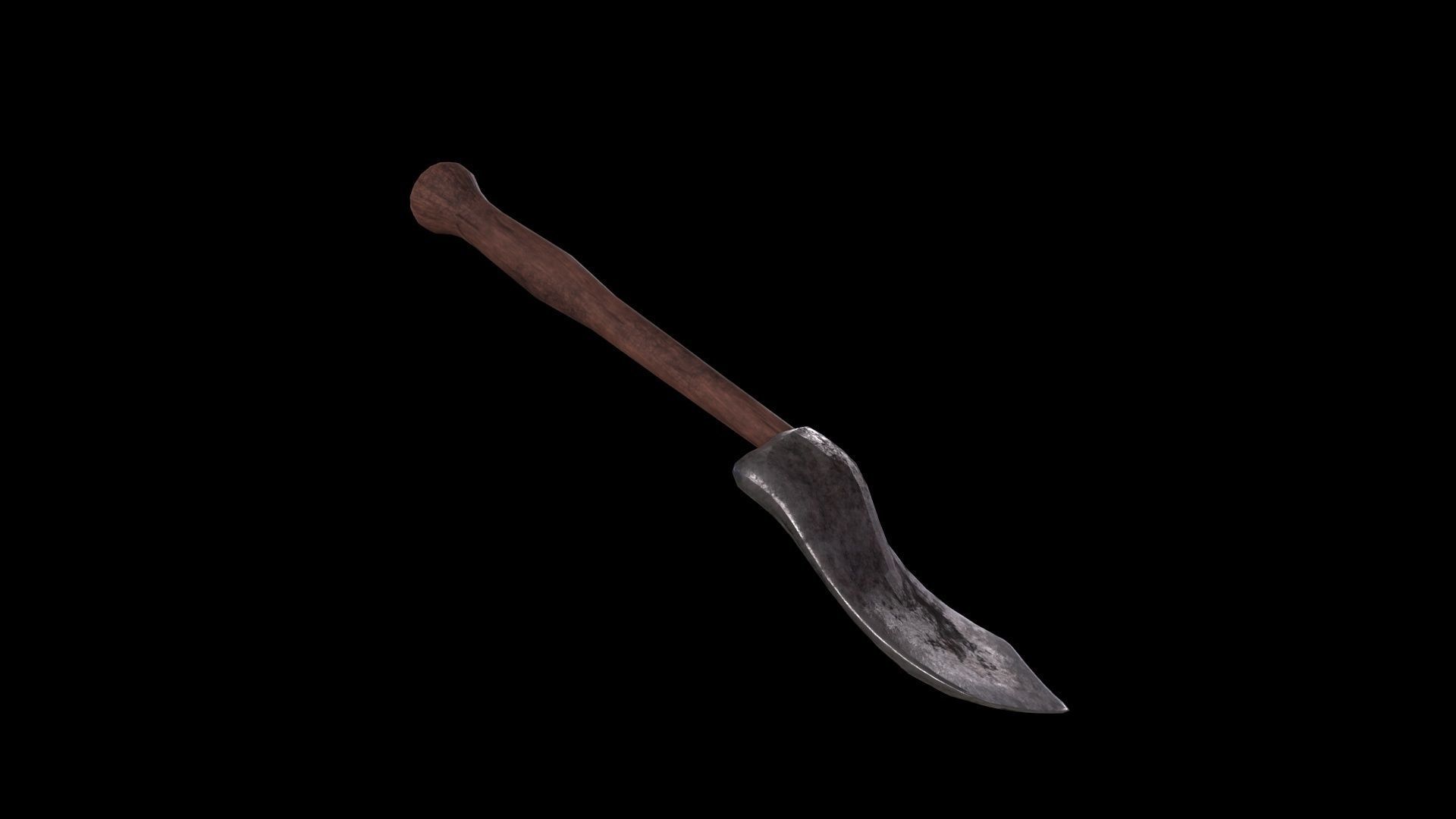 226Medieval Small Shovel Game Ready Low Poly 3D Model Low-poly 3D model_6