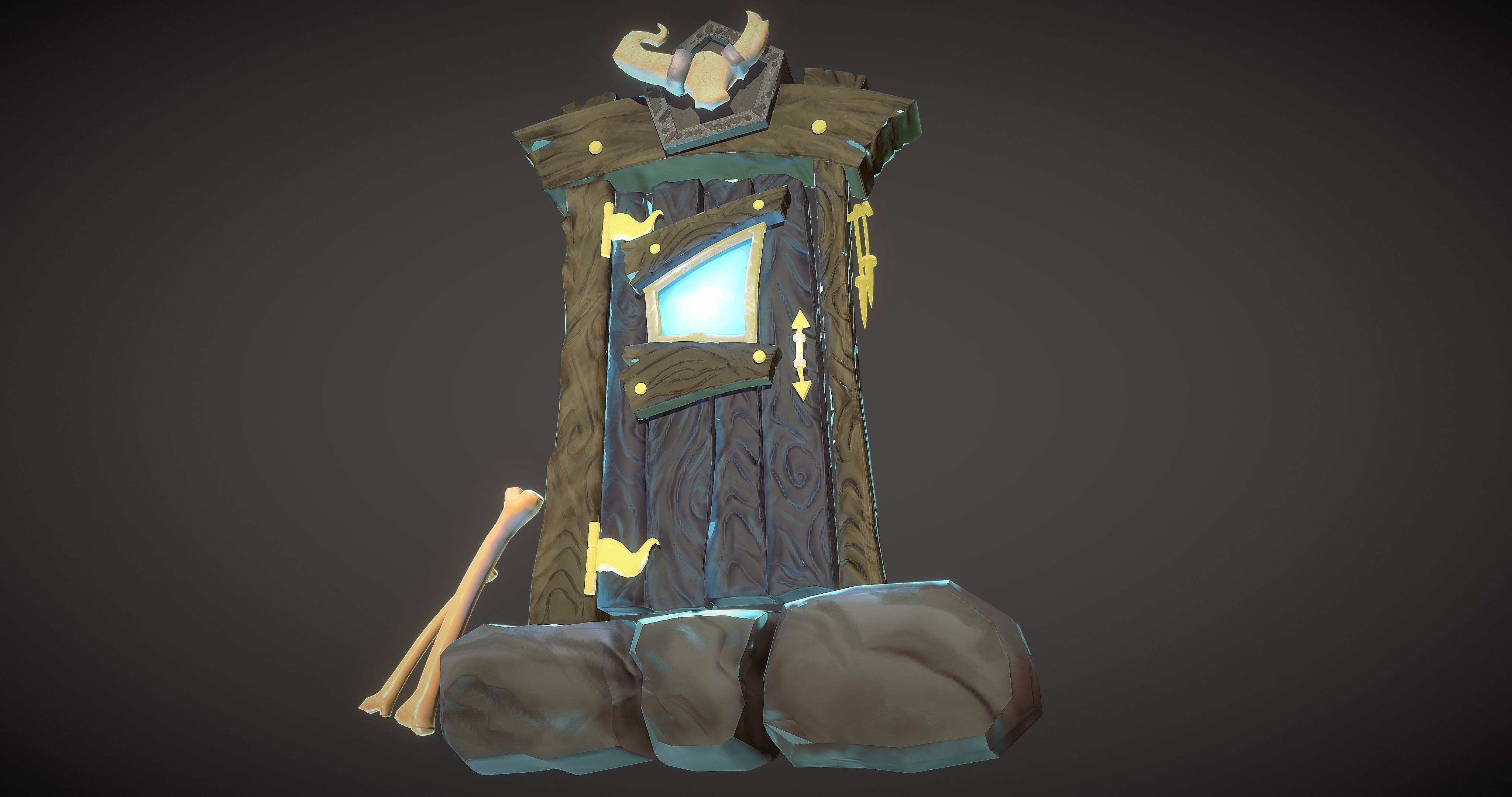 Stylized Door prop Low-poly 3D model_1