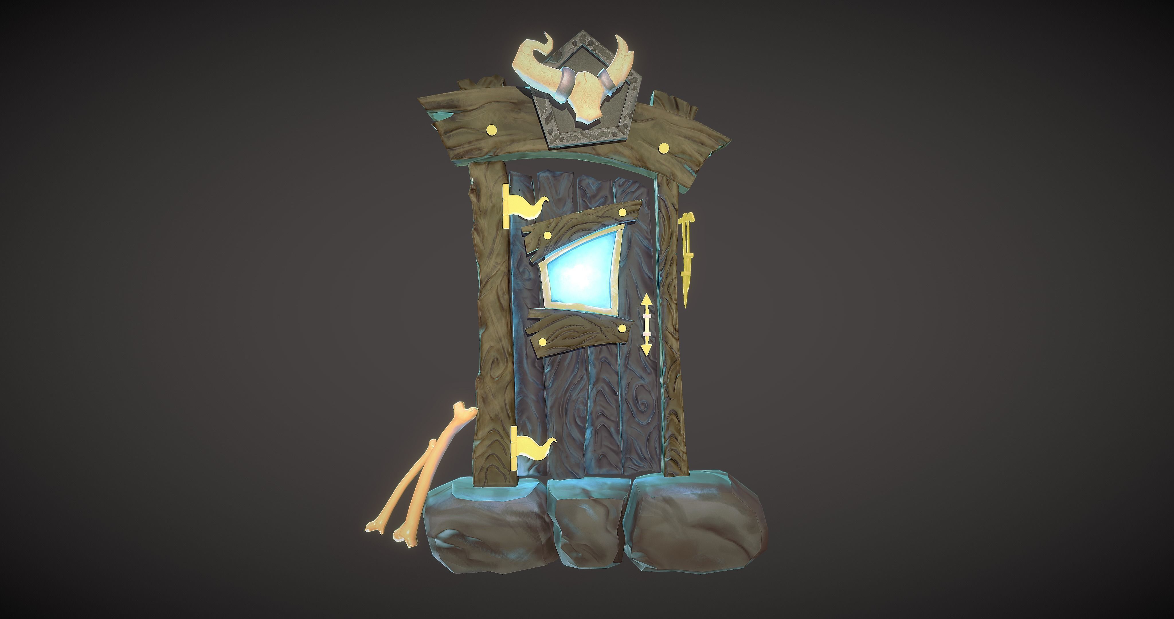 Stylized Door prop Low-poly 3D model_2