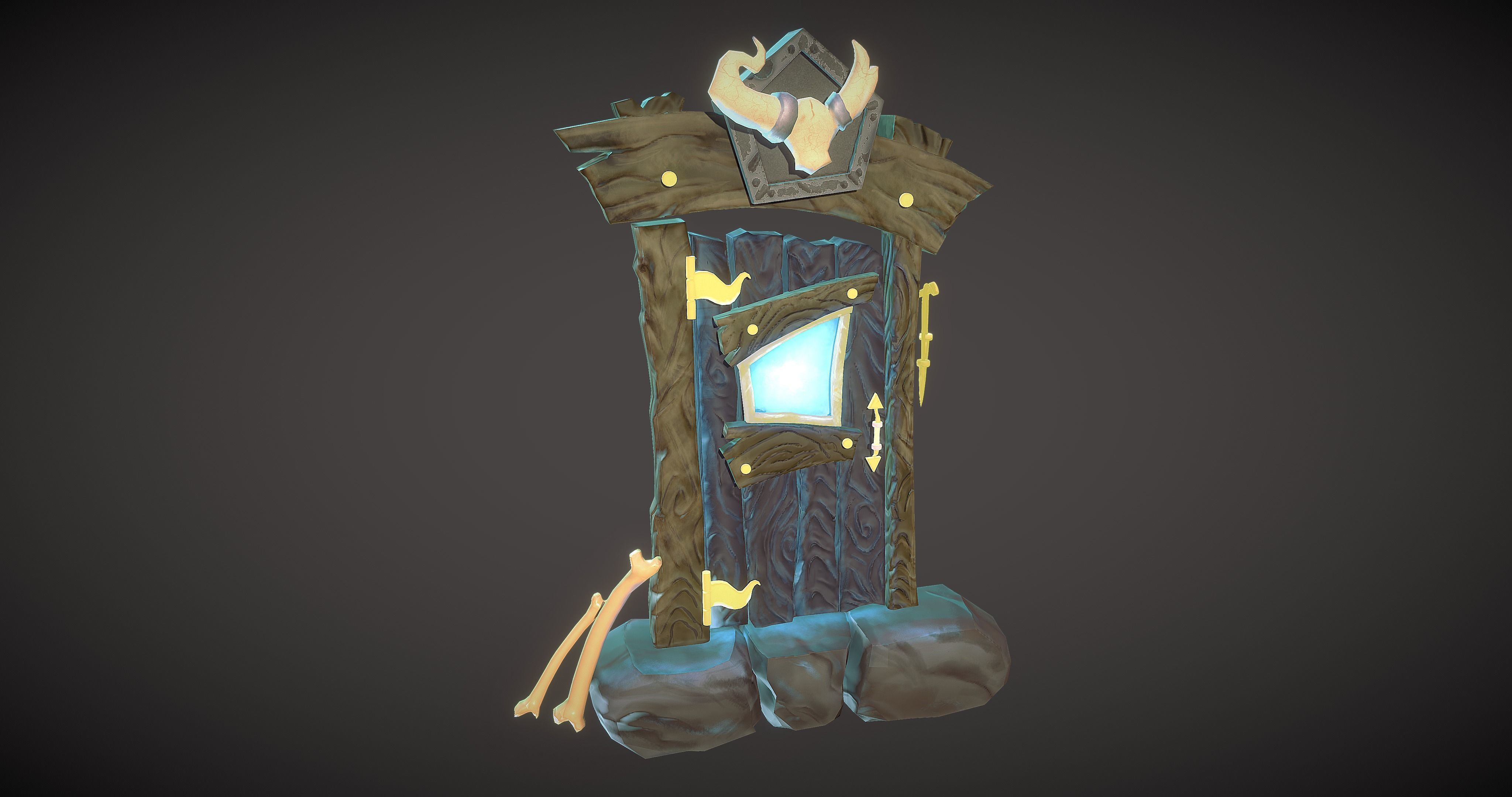 Stylized Door prop Low-poly 3D model_3