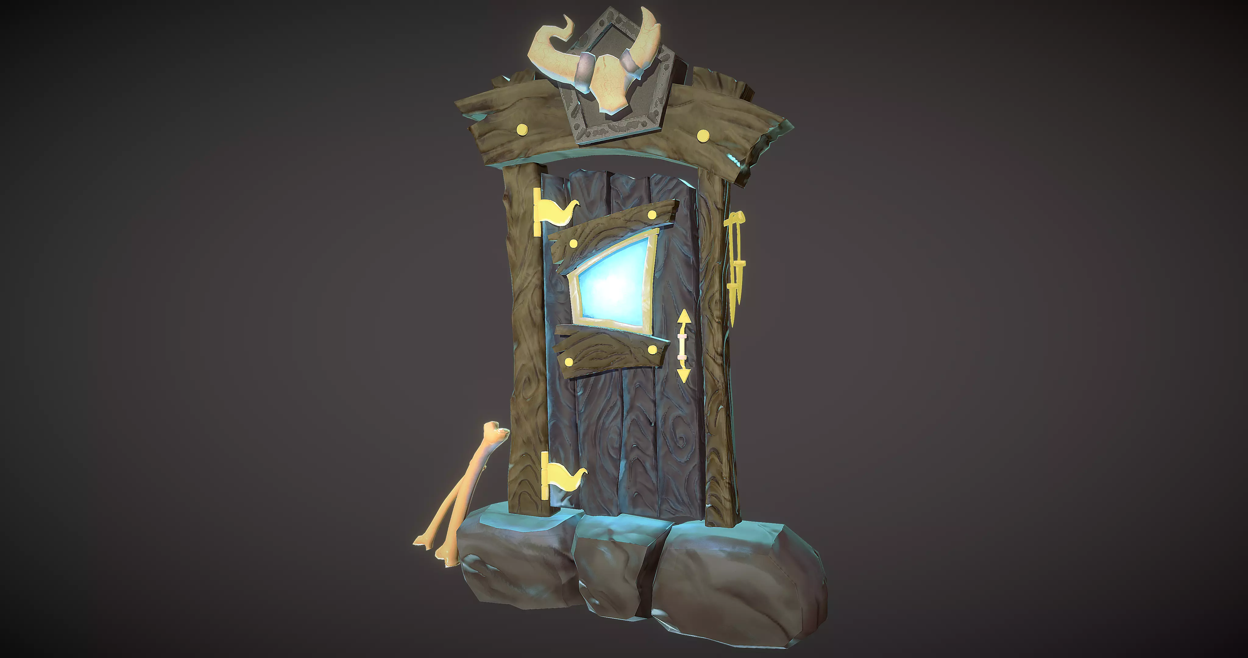 Stylized Door prop Low-poly 3D model_0