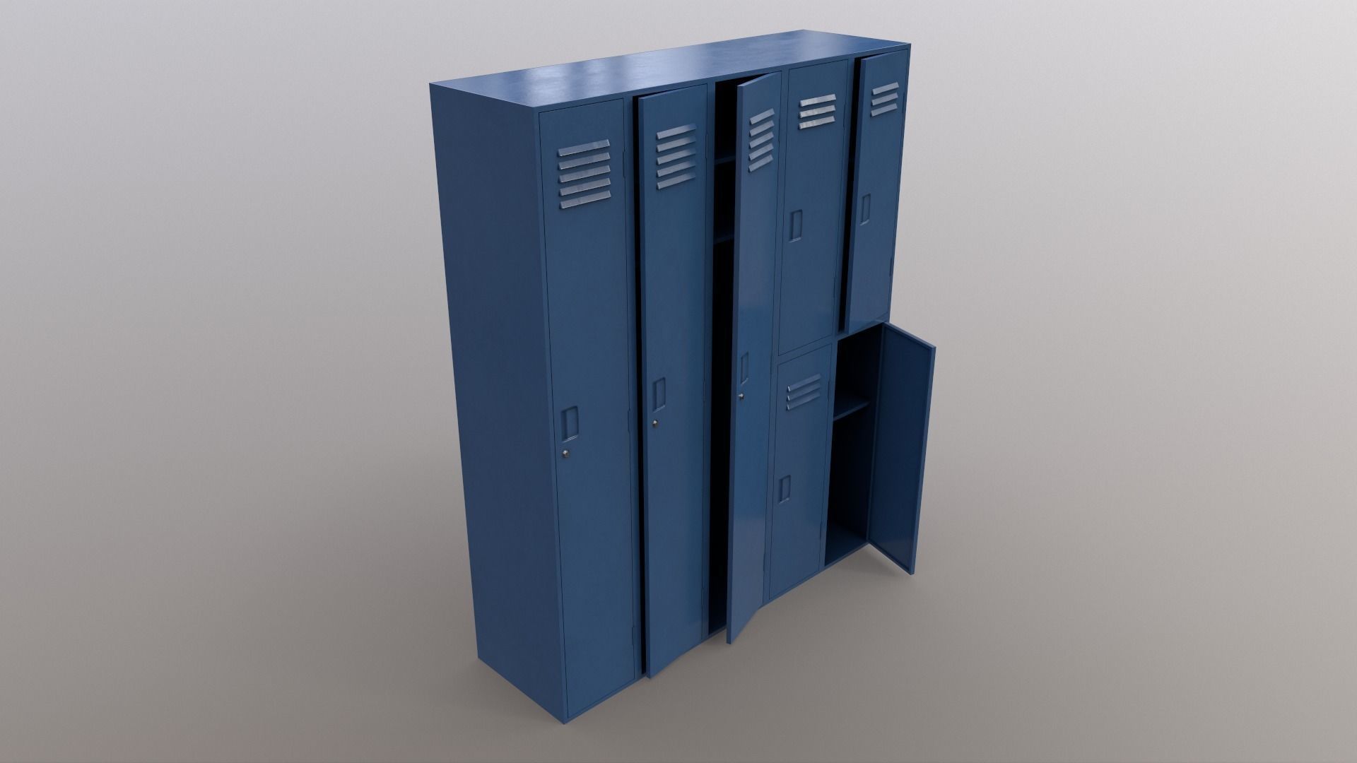 PBR School Gym Locker 07 - Multi color Pack 3D Model Collection_45