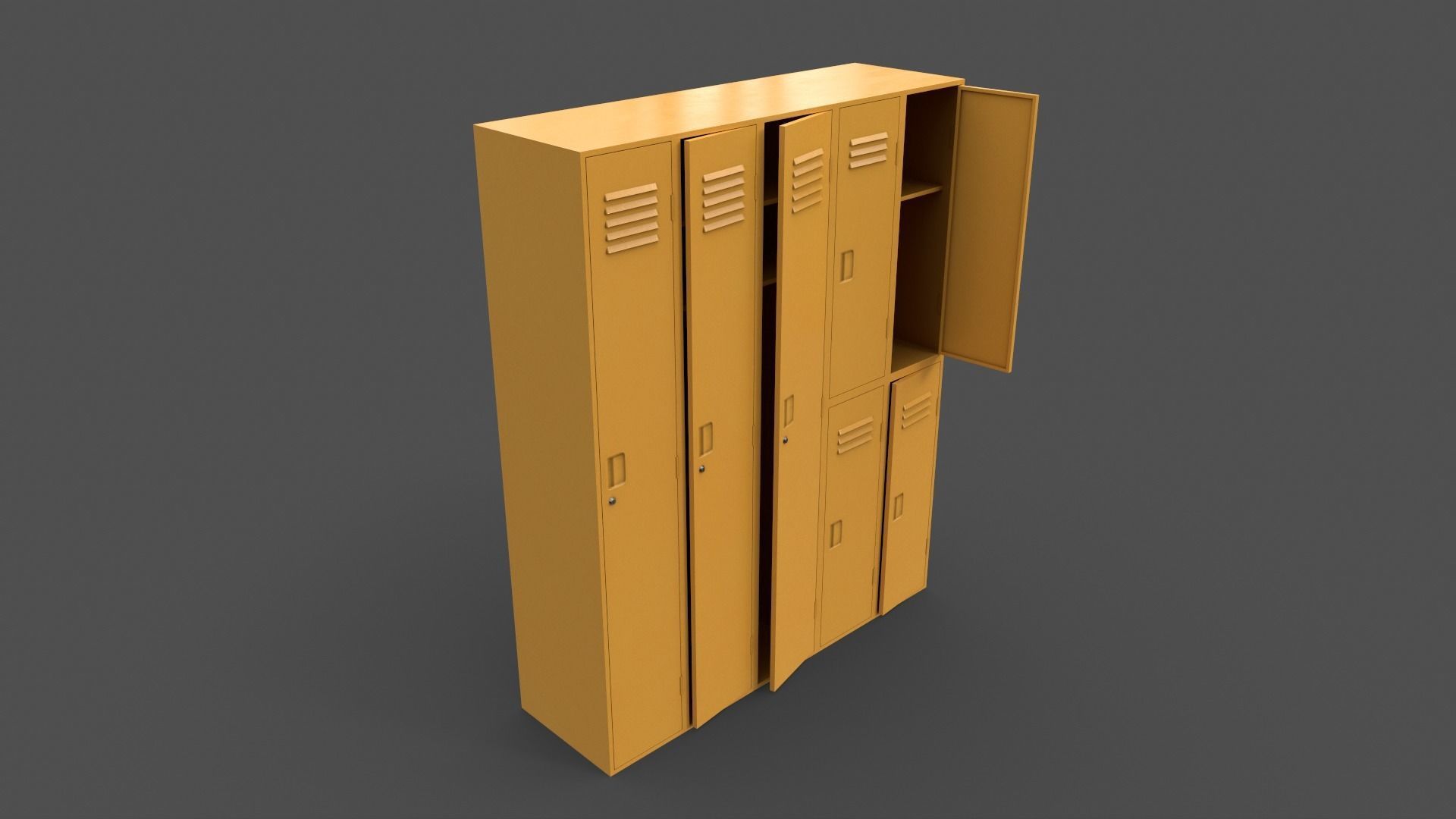 PBR School Gym Locker 07 - Multi color Pack 3D Model Collection_4