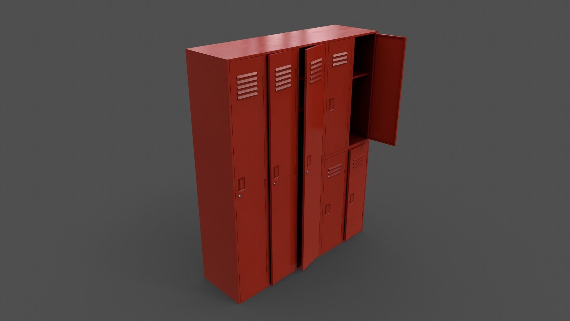 PBR School Gym Locker 07 - Multi color Pack 3D Model Collection_2
