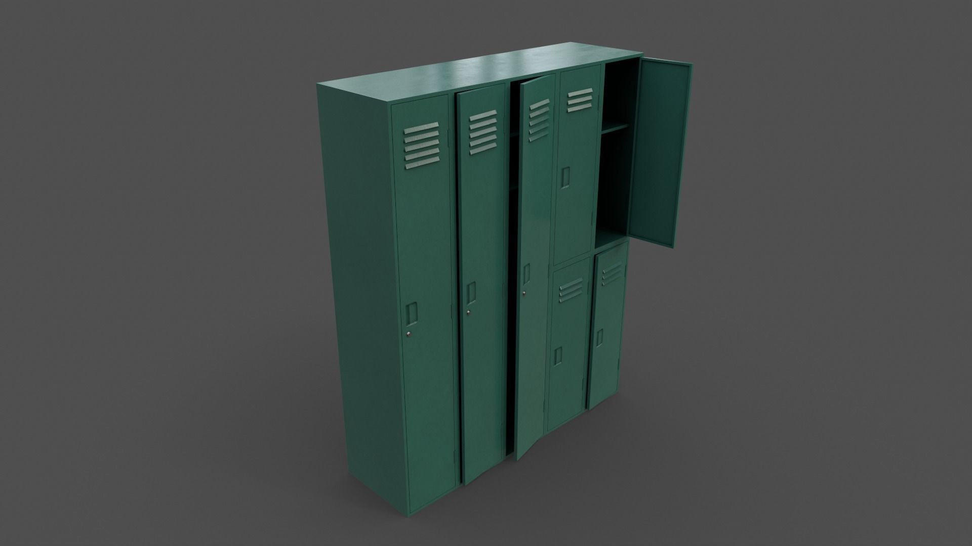 PBR School Gym Locker 07 - Multi color Pack 3D Model Collection_11