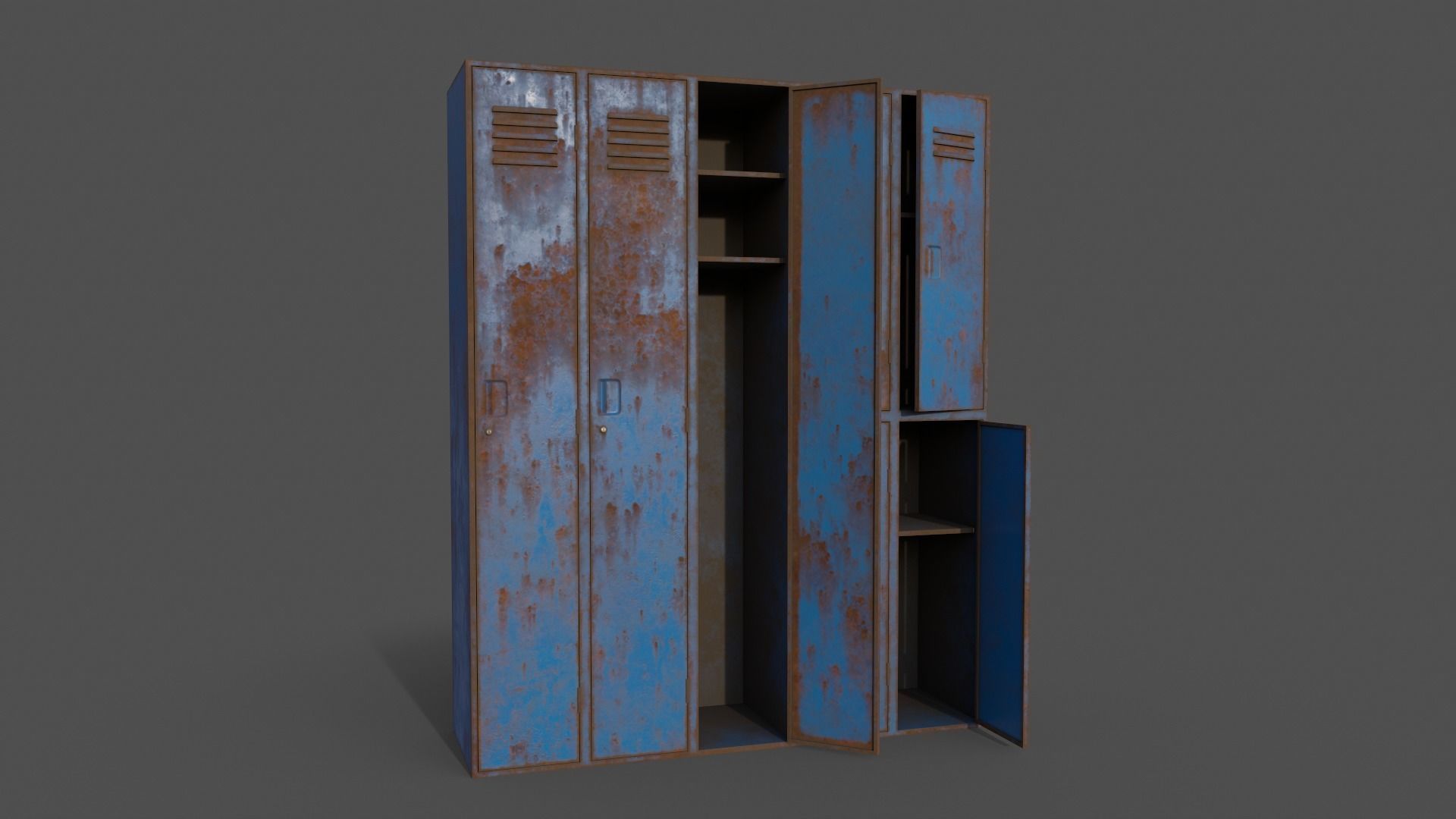 PBR School Gym Locker 07 - Multi color Pack 3D Model Collection_29