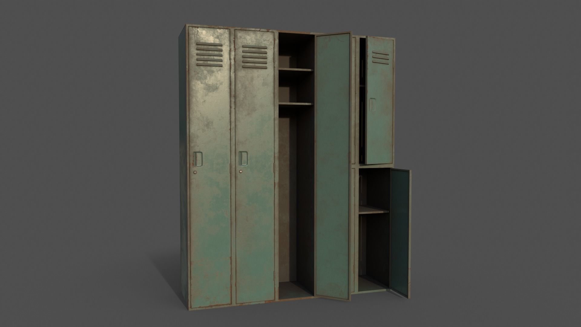 PBR School Gym Locker 07 - Multi color Pack 3D Model Collection_16