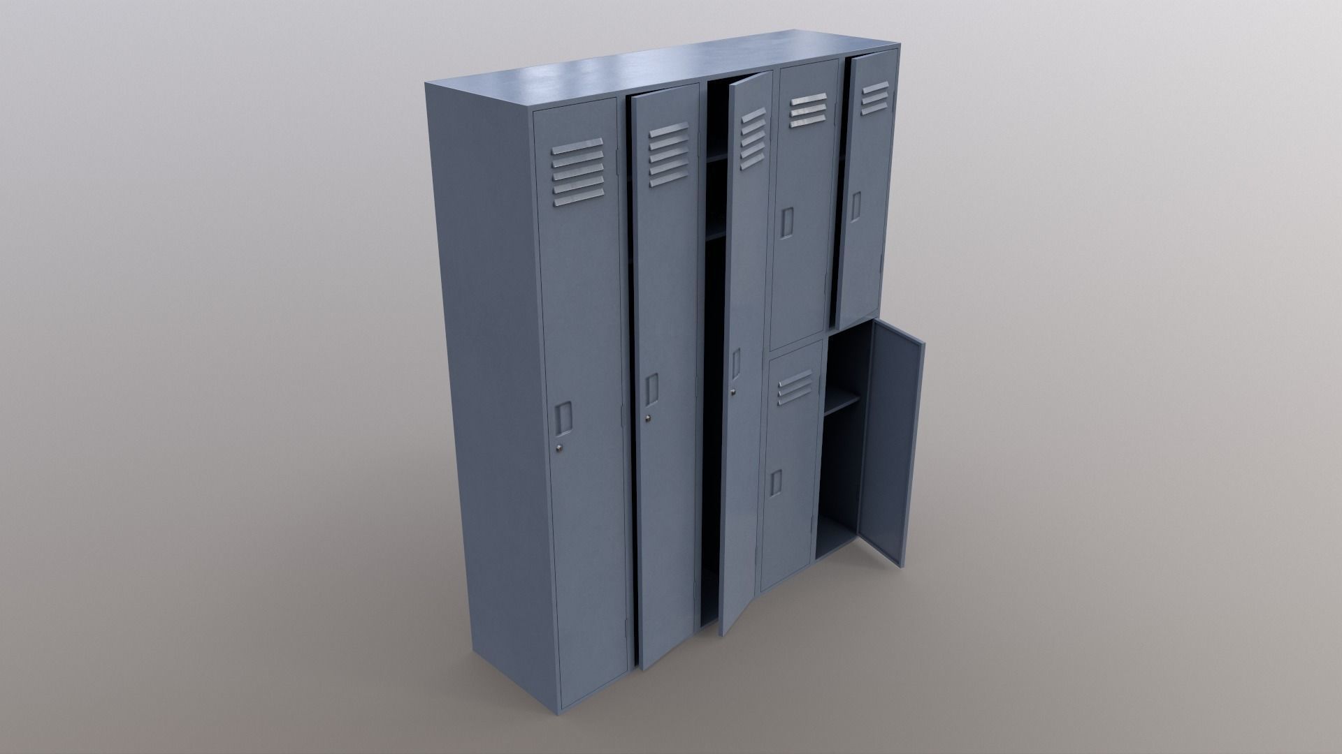 PBR School Gym Locker 07 - Multi color Pack 3D Model Collection_57