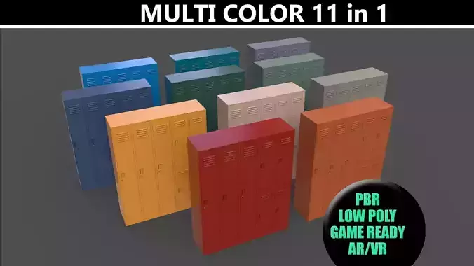 PBR School Gym Locker 07 - Multi color Pack 3D Model Collection
