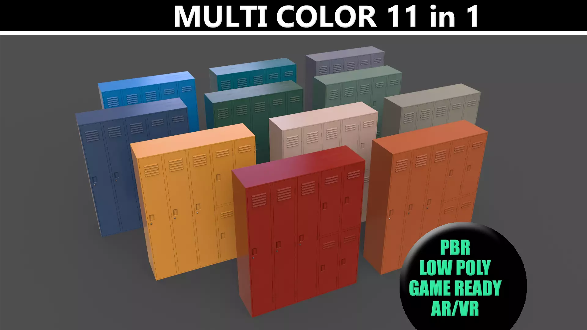 PBR School Gym Locker 07 - Multi color Pack 3D Model Collection_0