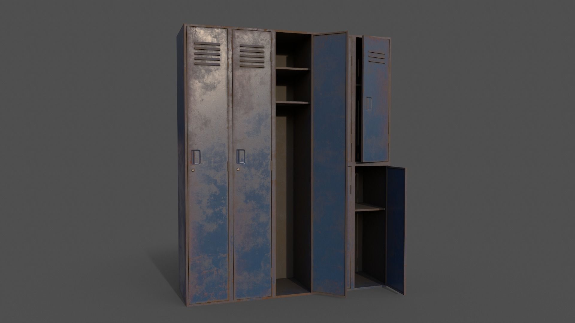 PBR School Gym Locker 07 - Multi color Pack 3D Model Collection_13
