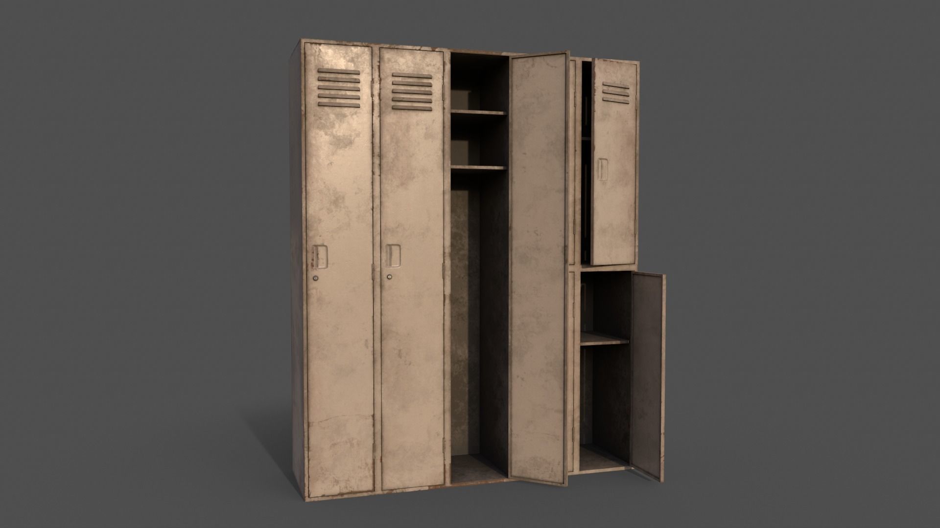 PBR School Gym Locker 07 - Multi color Pack 3D Model Collection_40