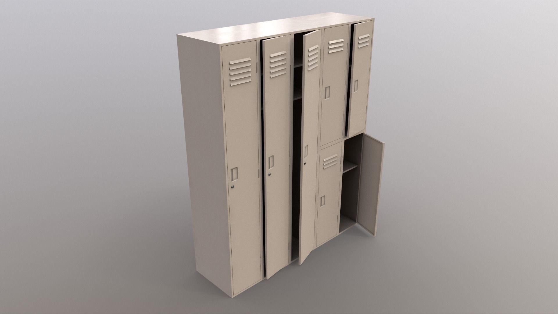 PBR School Gym Locker 07 - Multi color Pack 3D Model Collection_69