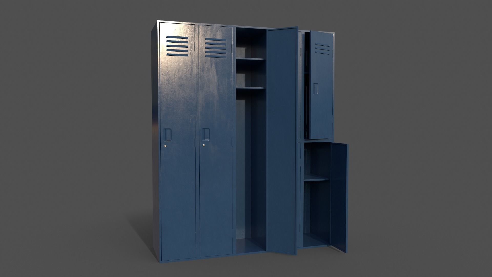 PBR School Gym Locker 07 - Multi color Pack 3D Model Collection_12