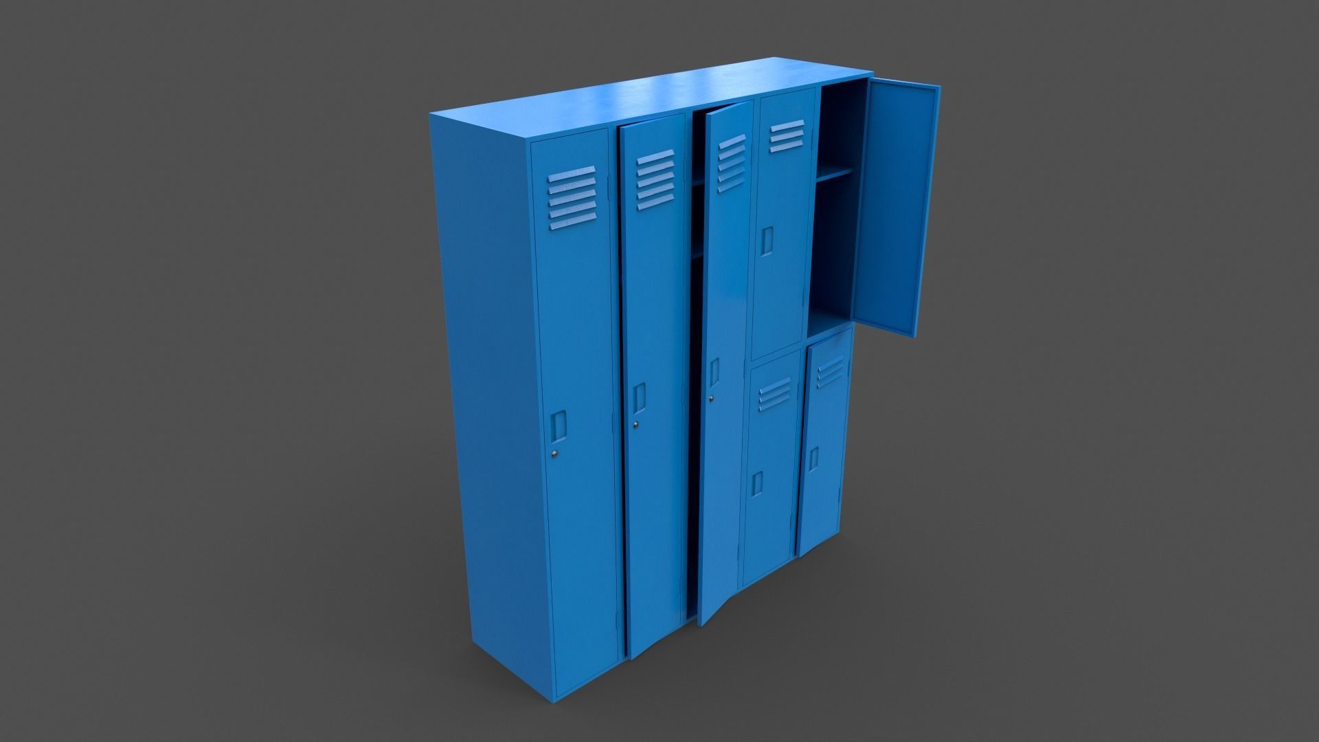 PBR School Gym Locker 07 - Multi color Pack 3D Model Collection_6