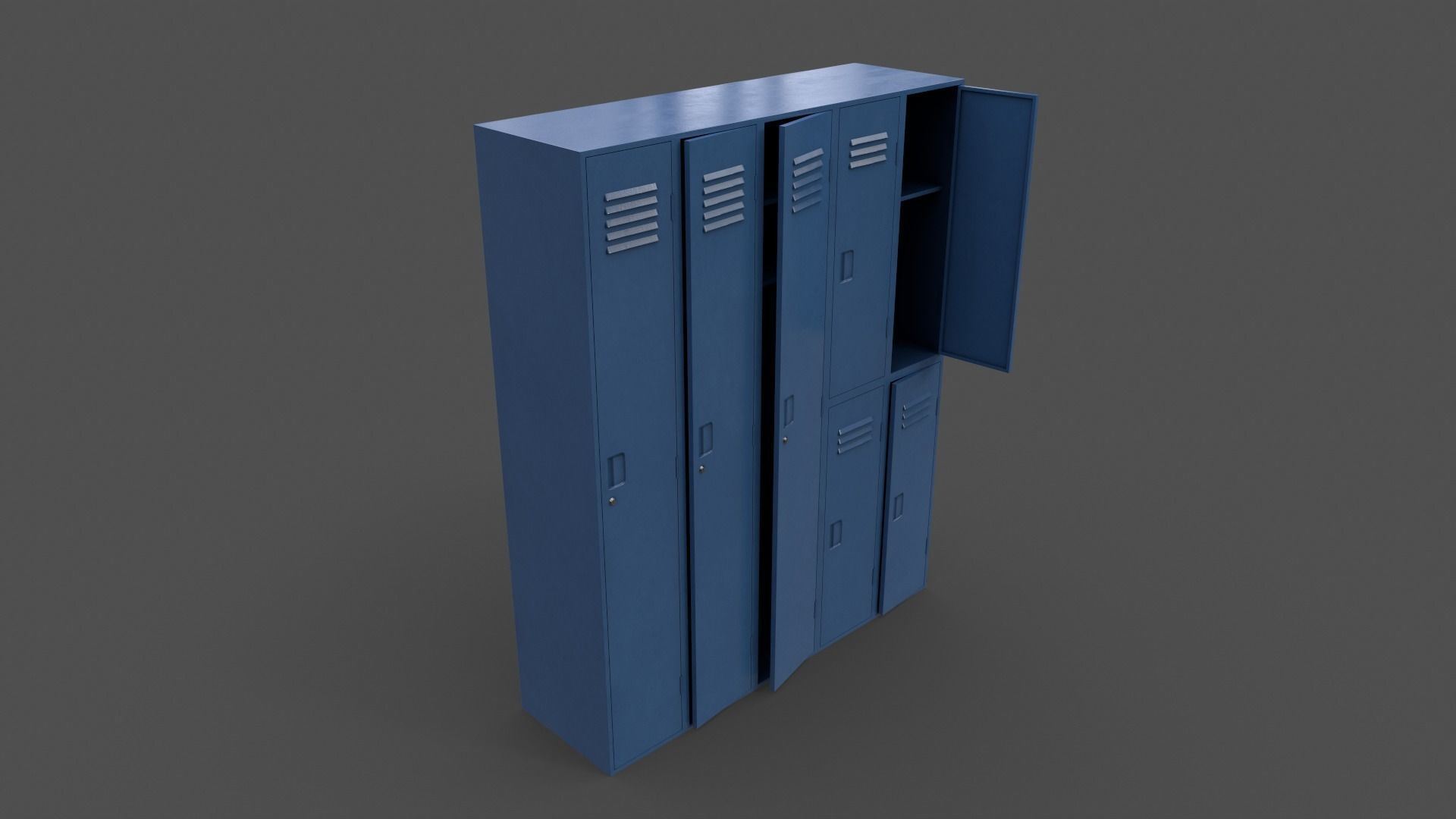 PBR School Gym Locker 07 - Multi color Pack 3D Model Collection_10