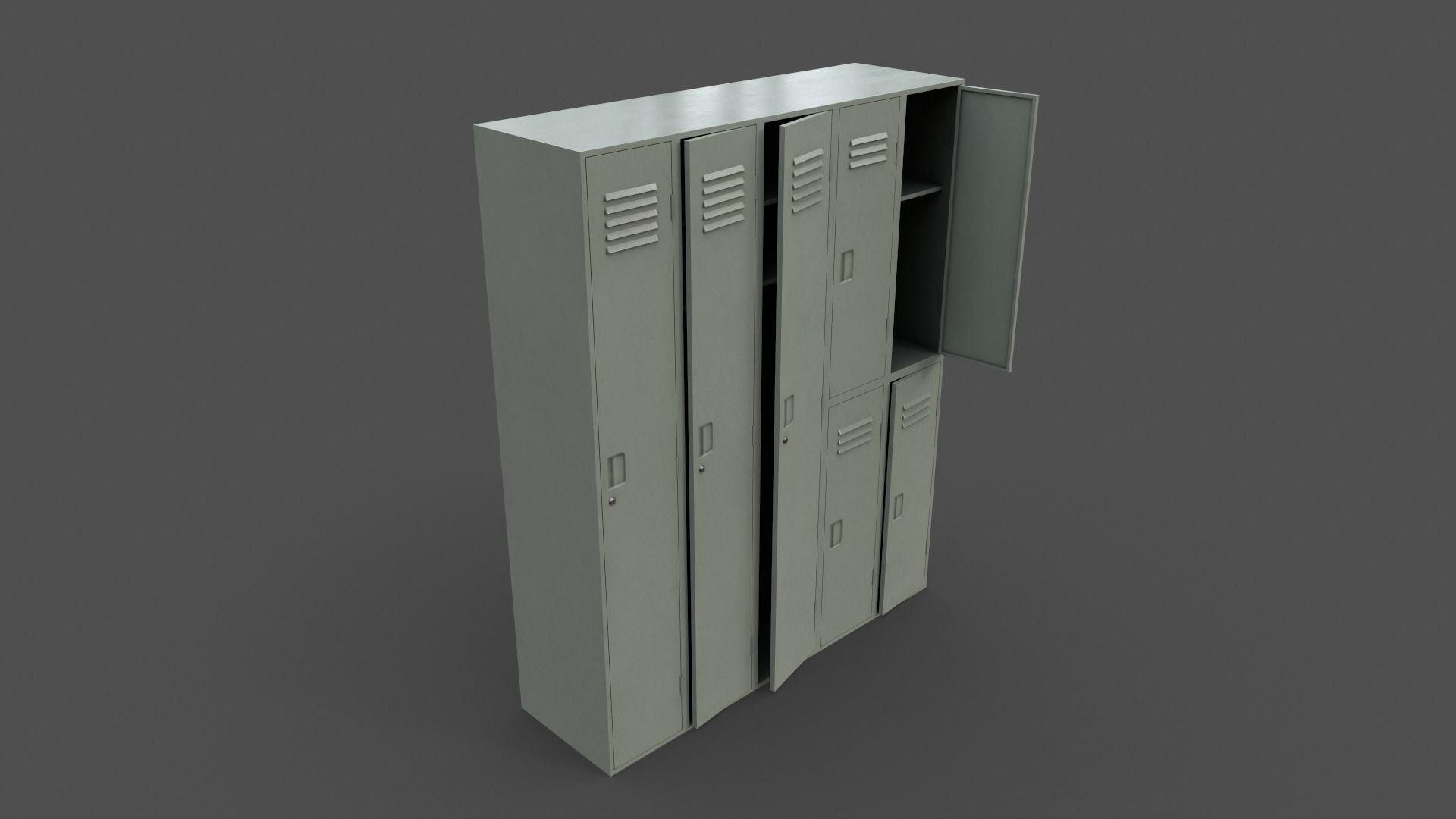 PBR School Gym Locker 07 - Multi color Pack 3D Model Collection_9