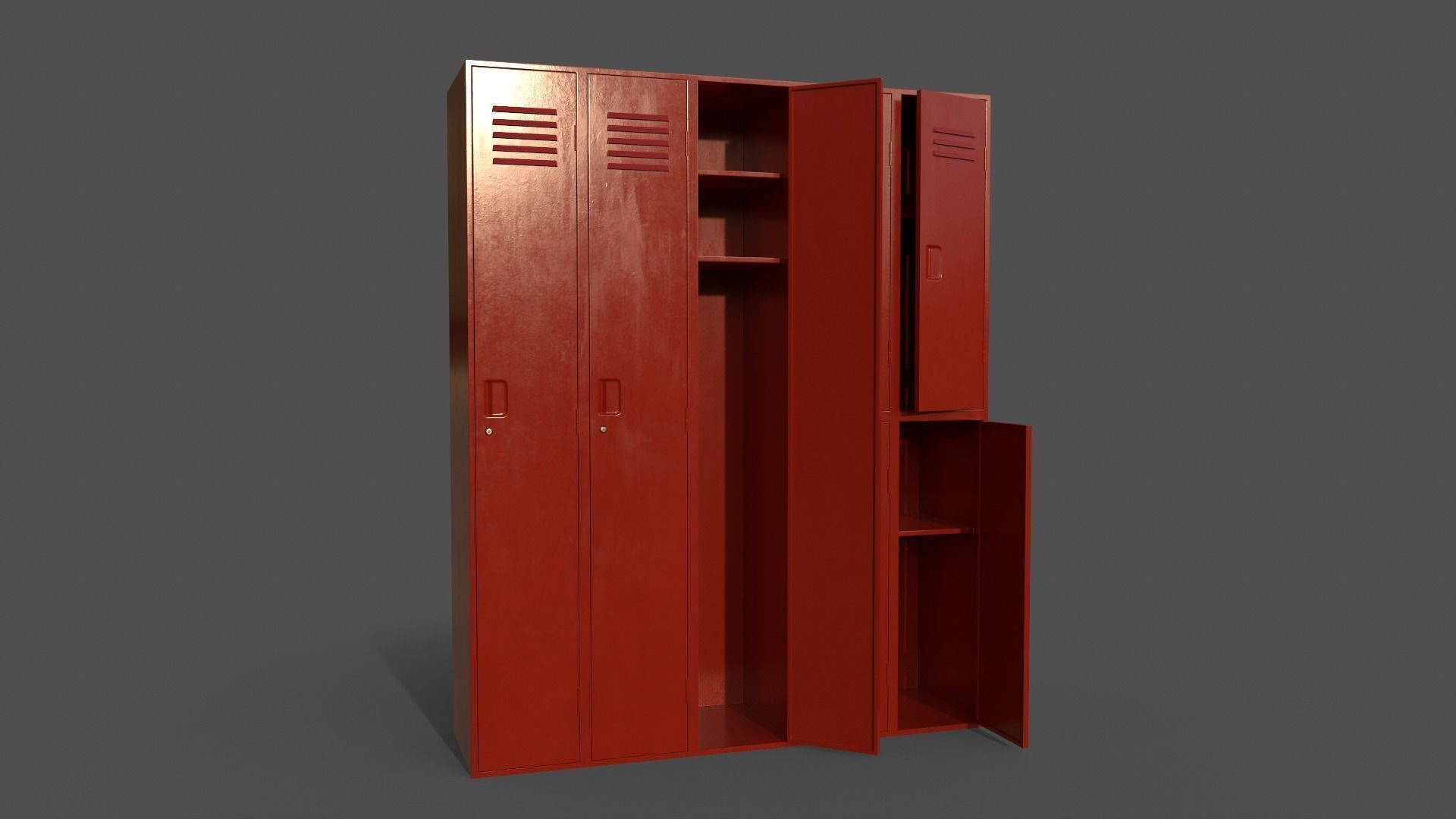 PBR School Gym Locker 07 - Multi color Pack 3D Model Collection_36